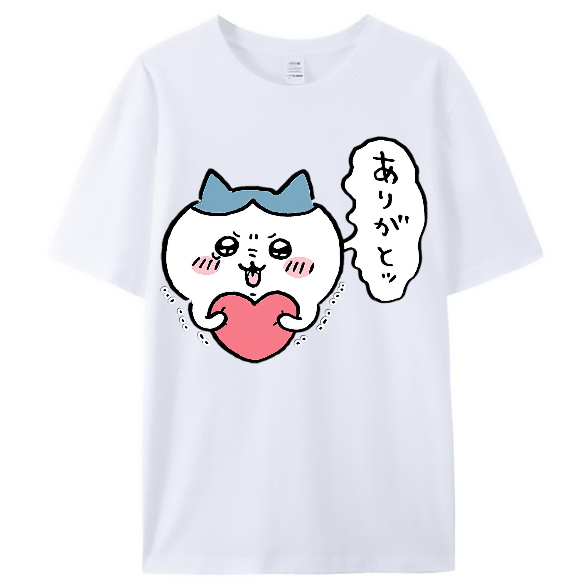 （画像用） ちいかわ ハチワレ Chii-kawa hachiware レディースカジュアルプリントTシャツ（綿100％）