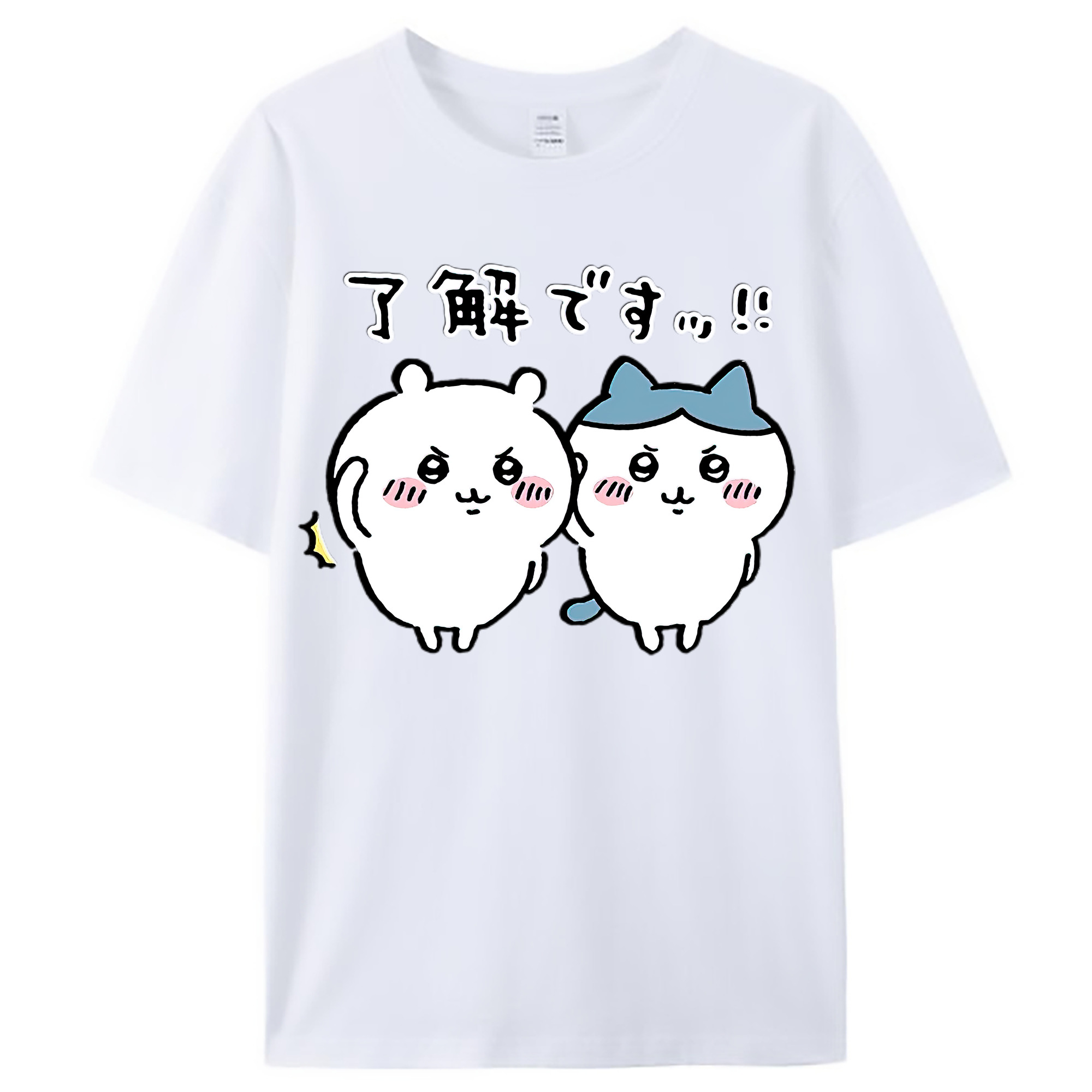 （画像用） ちいかわ ハチワレ Chii-kawa hachiware レディースカジュアルプリントTシャツ（綿100％）