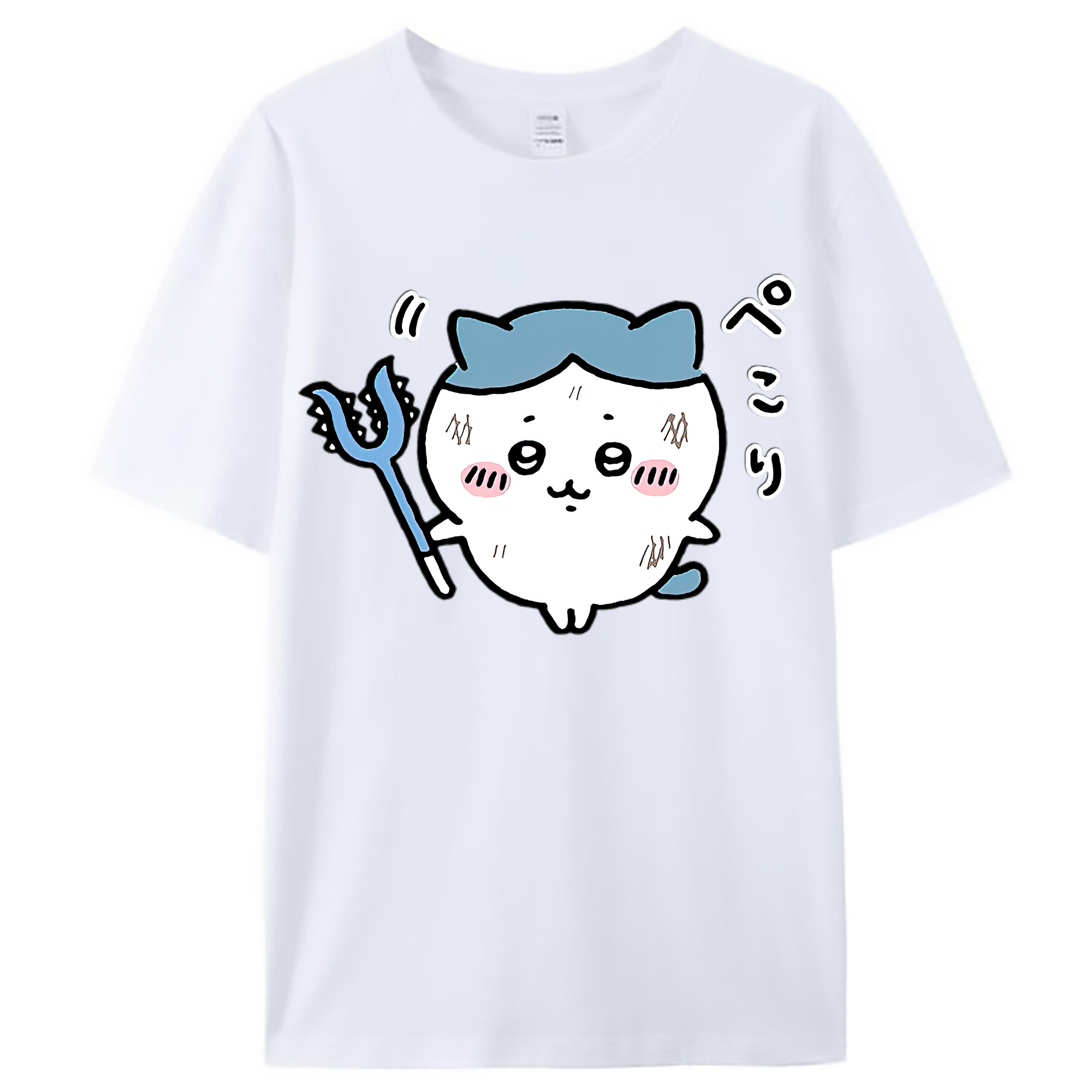（画像用） ちいかわ ハチワレ Chii-kawa hachiware レディースカジュアルプリントTシャツ（綿100％）