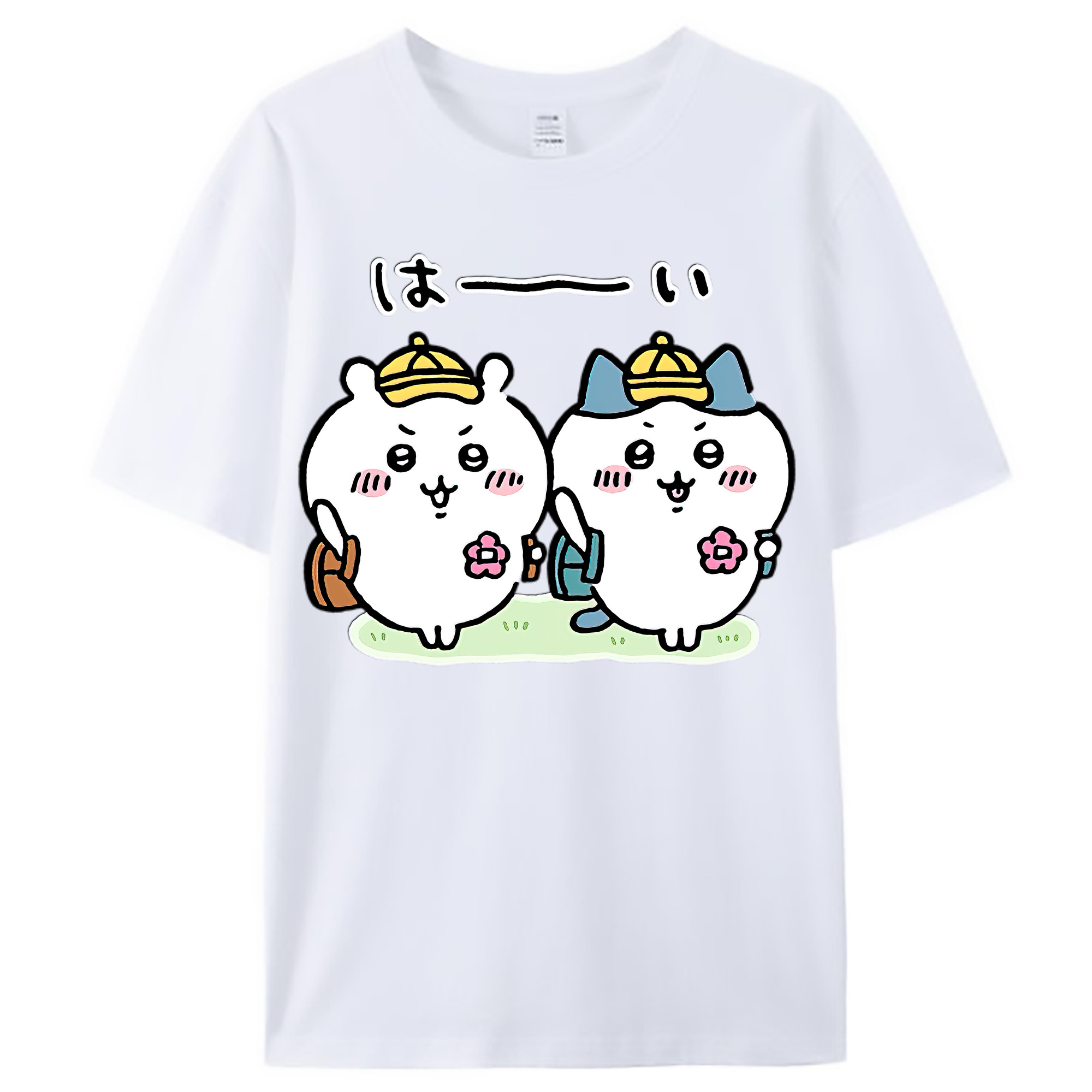 （画像用） ちいかわ ハチワレ Chii-kawa hachiware レディースカジュアルプリントTシャツ（綿100％）