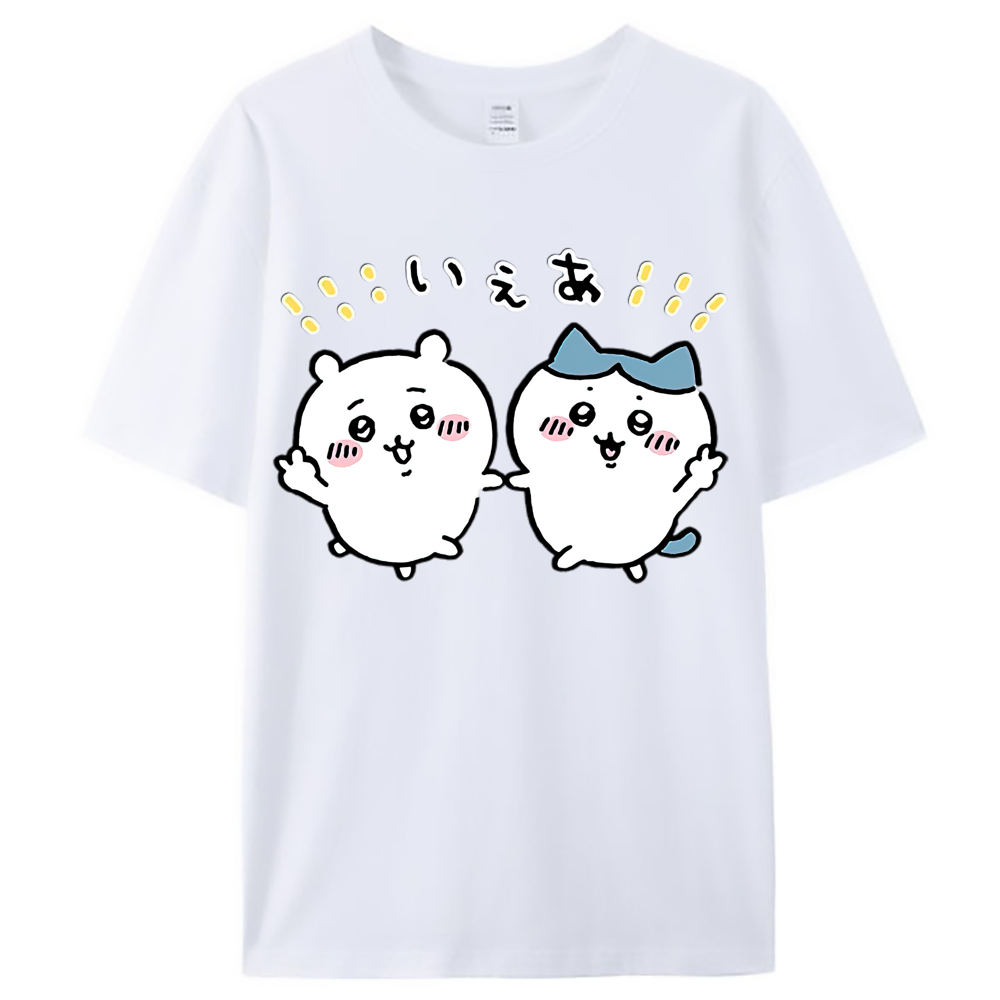 （画像用） ちいかわ ハチワレ Chii-kawa hachiware レディースカジュアルプリントTシャツ（綿100％）