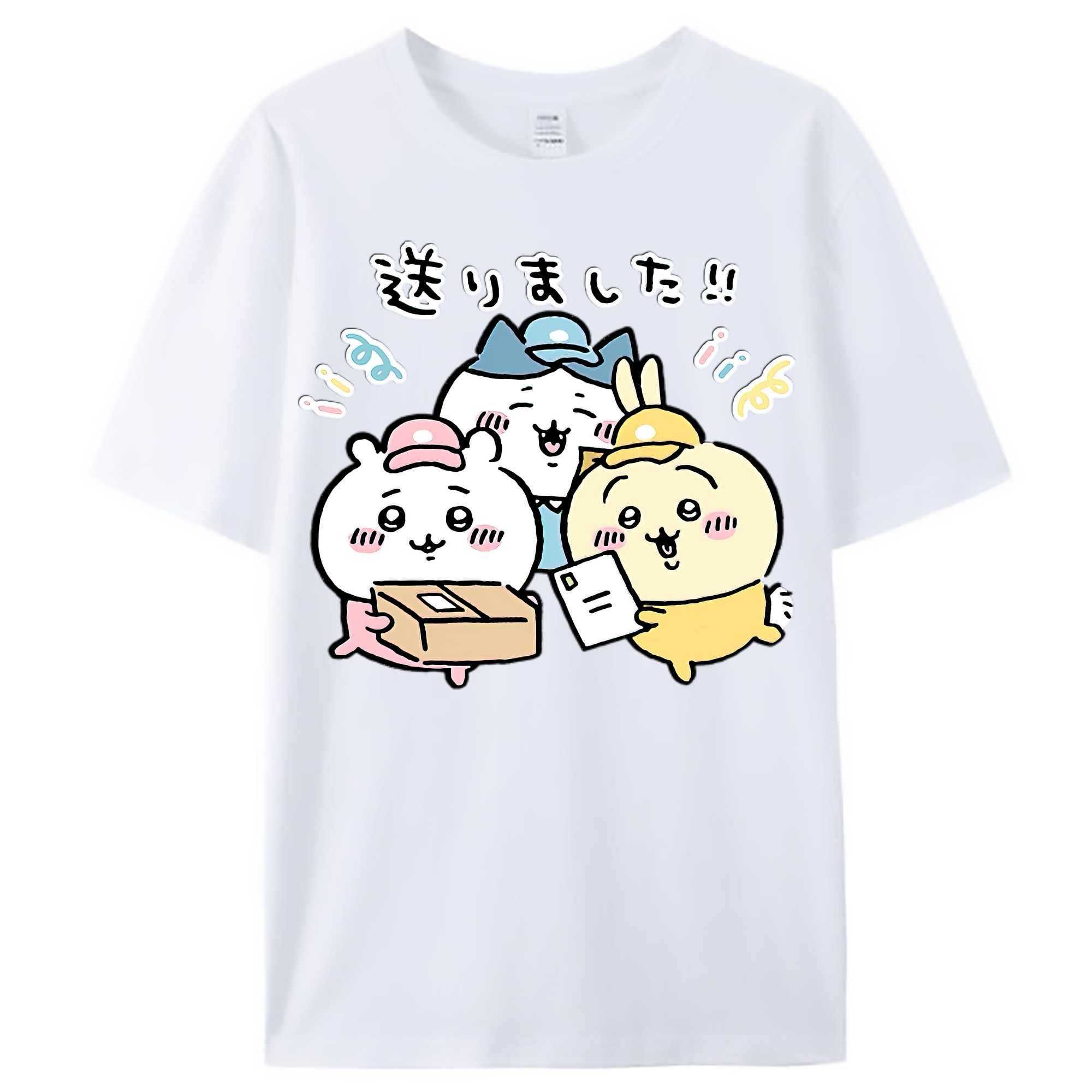（画像用） ちいかわ ハチワレ Chii-kawa hachiware レディースカジュアルプリントTシャツ（綿100％）
