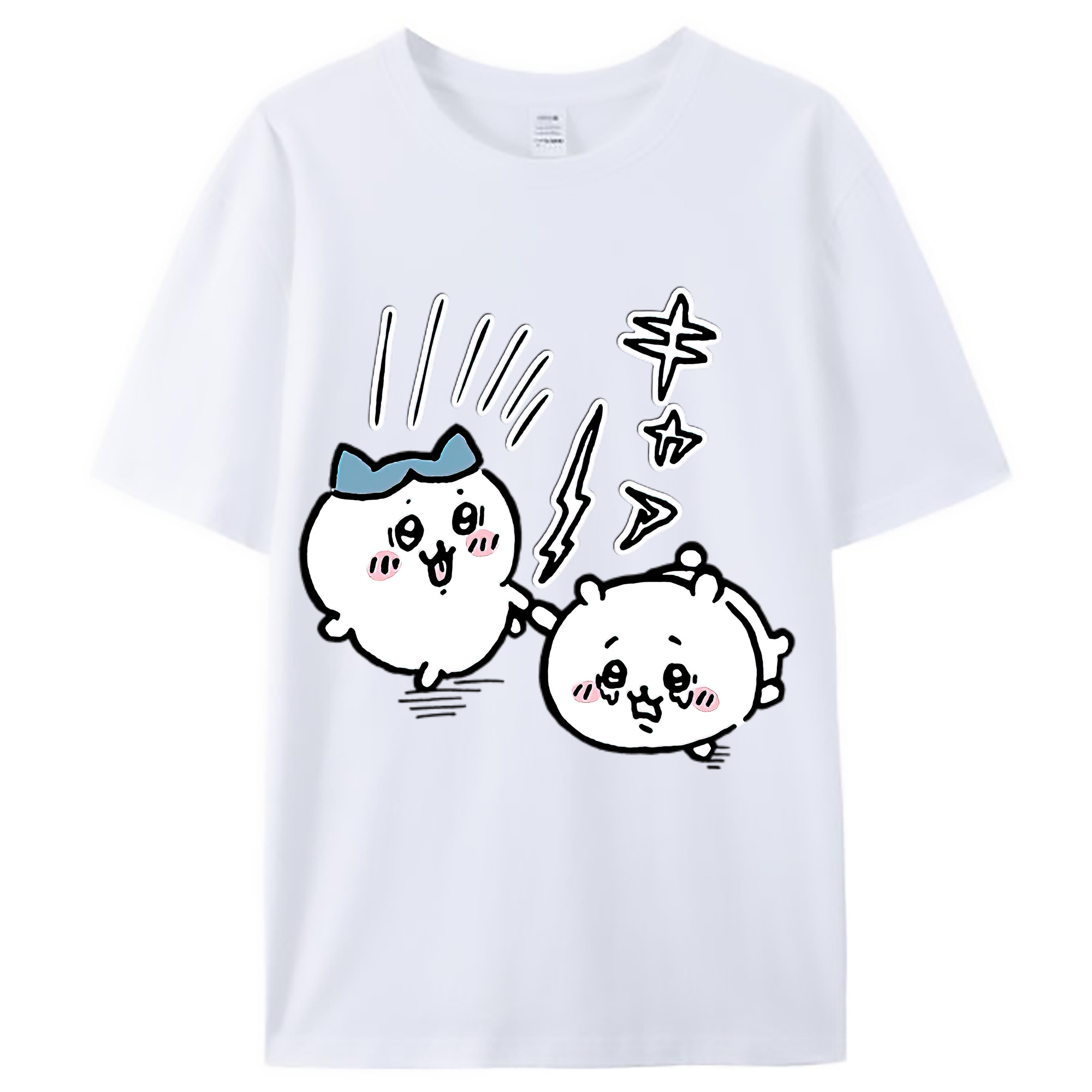 （画像用） ちいかわ ハチワレ Chii-kawa hachiware レディースカジュアルプリントTシャツ（綿100％）