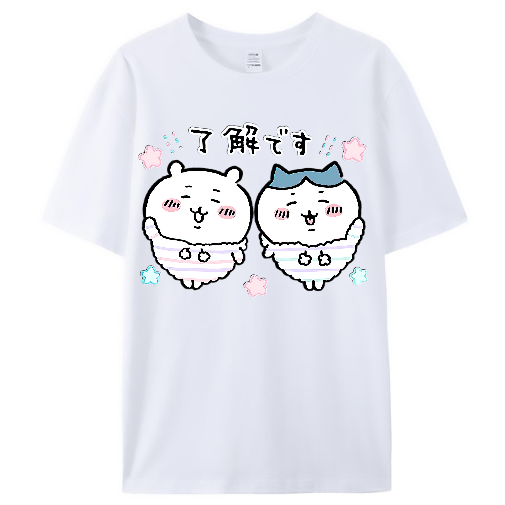 （画像用） ちいかわ ハチワレ Chii-kawa hachiware レディースカジュアルプリントTシャツ（綿100％）