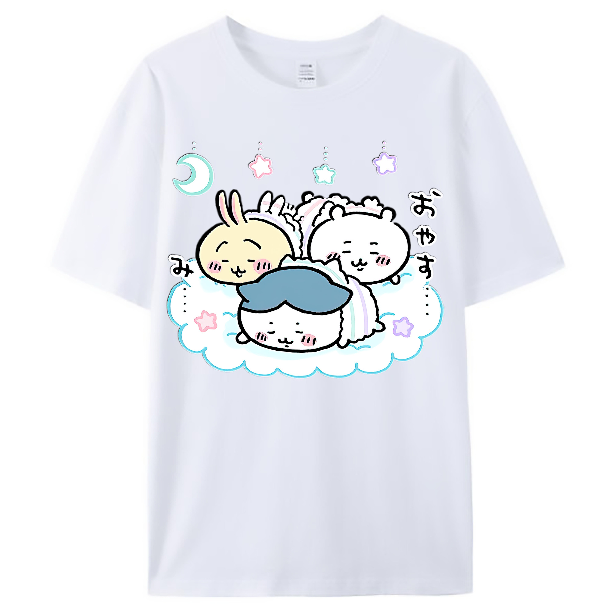 （画像用） ちいかわ ハチワレ Chii-kawa hachiware レディースカジュアルプリントTシャツ（綿100％）