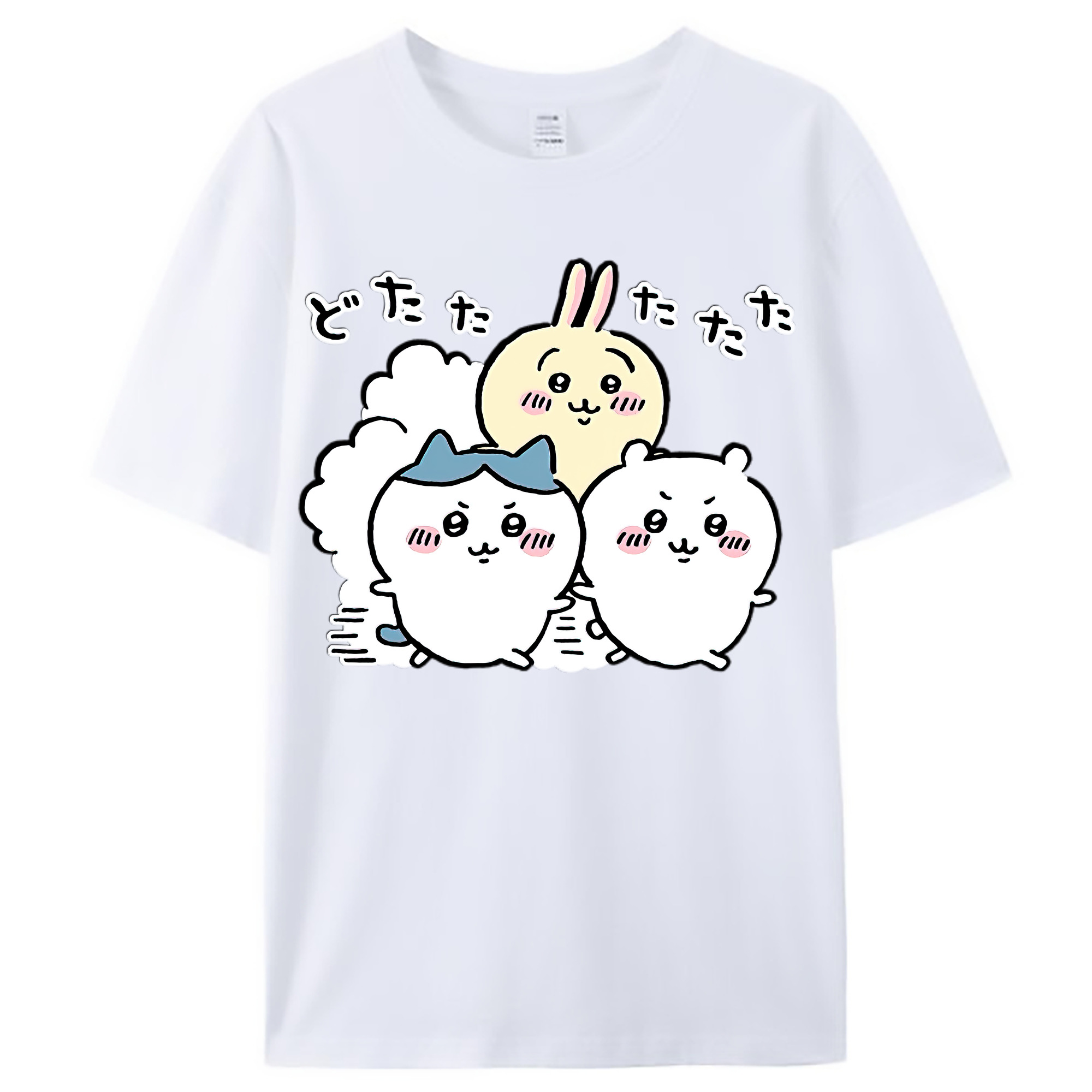 （画像用） ちいかわ ハチワレ Chii-kawa hachiware レディースカジュアルプリントTシャツ（綿100％）