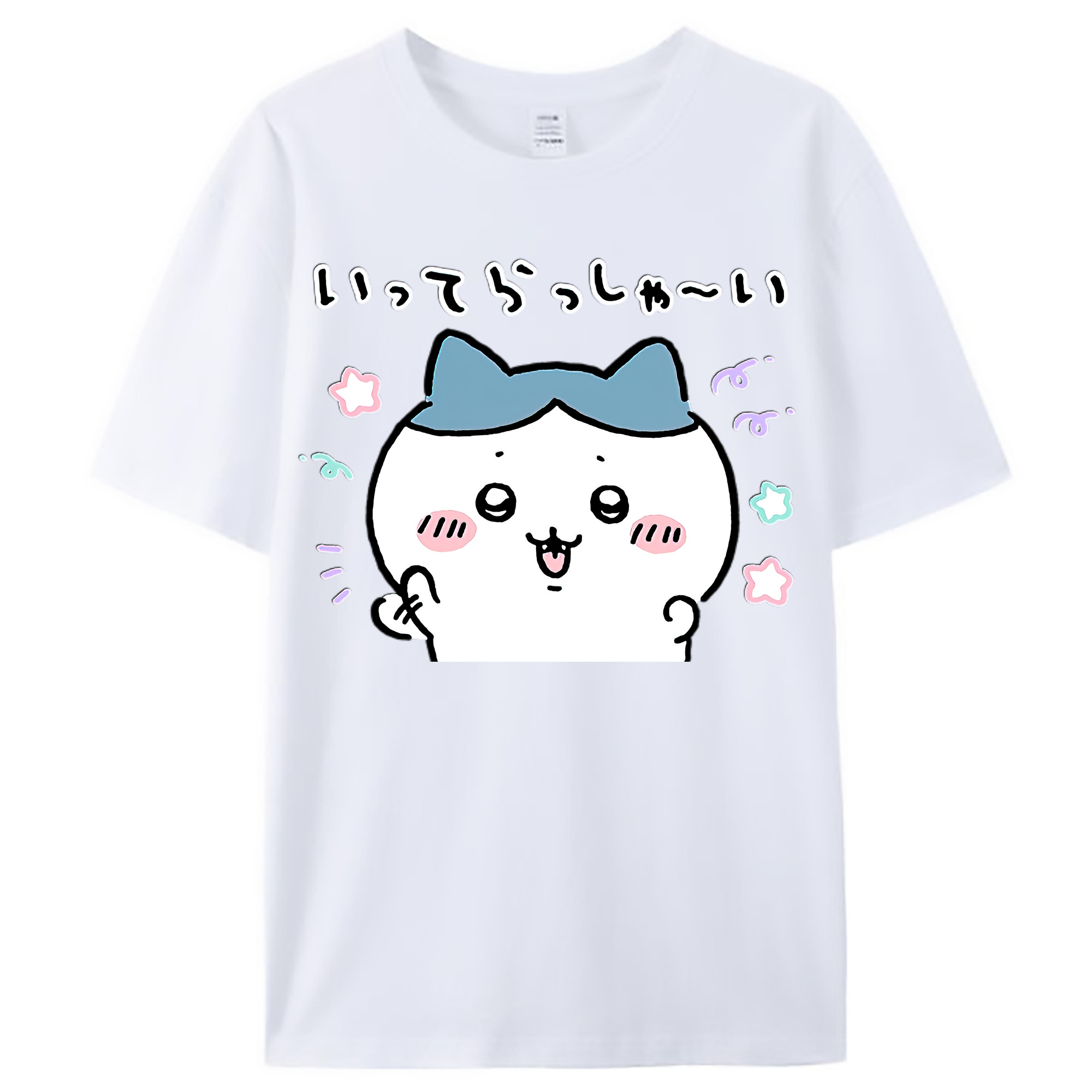 （画像用） ちいかわ ハチワレ Chii-kawa hachiware レディースカジュアルプリントTシャツ（綿100％）