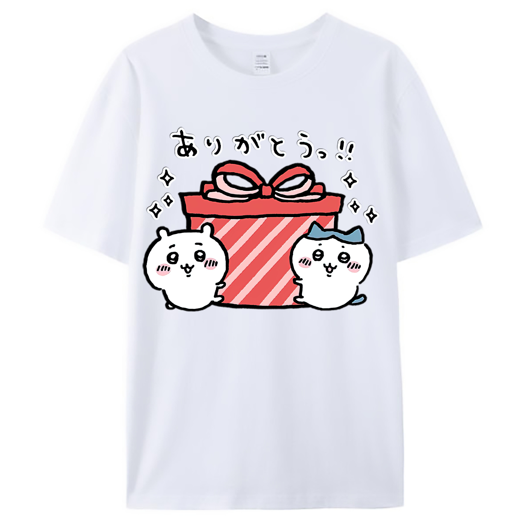 （画像用） ちいかわ ハチワレ Chii-kawa hachiware レディースカジュアルプリントTシャツ（綿100％）