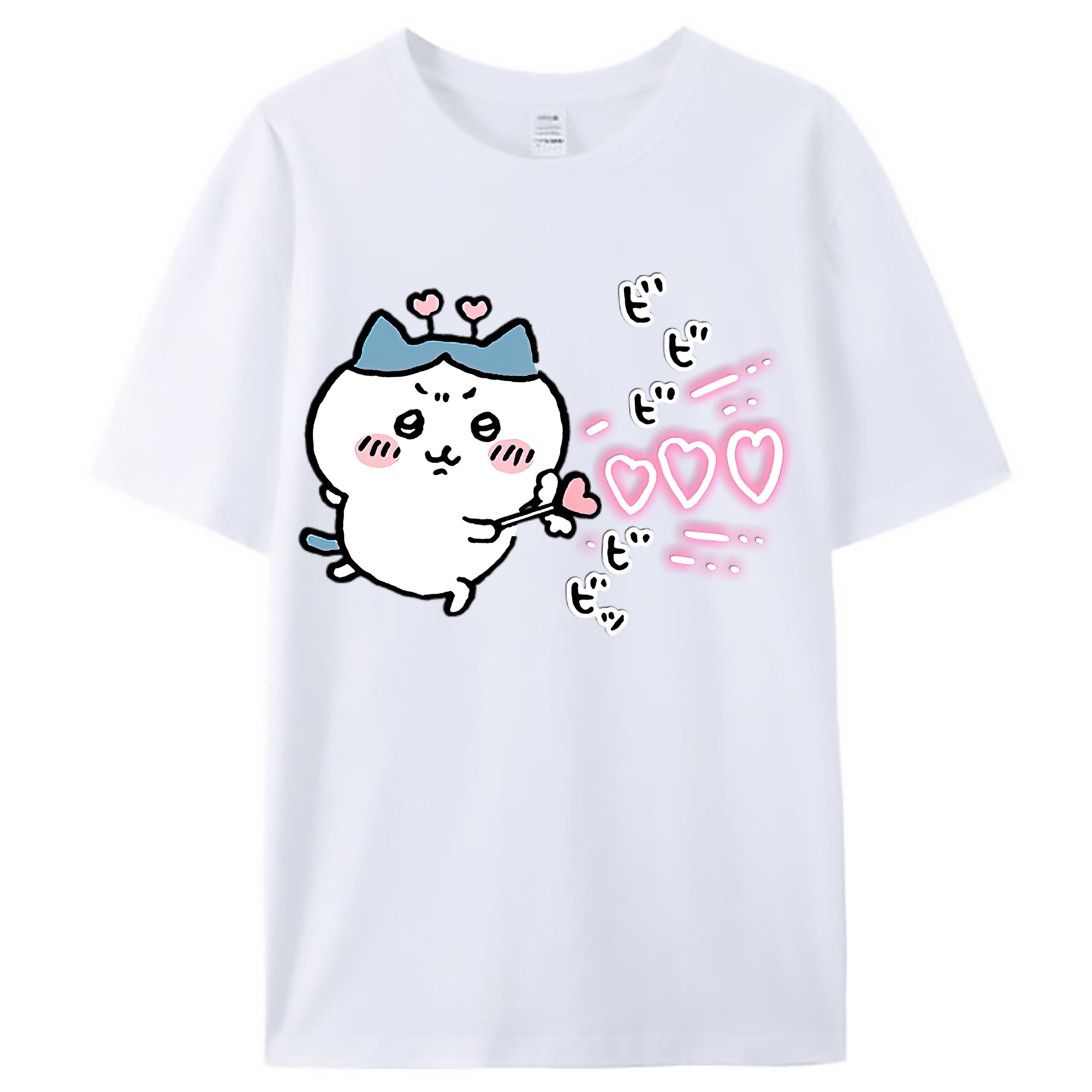 （画像用） ちいかわ ハチワレ Chii-kawa hachiware レディースカジュアルプリントTシャツ（綿100％）