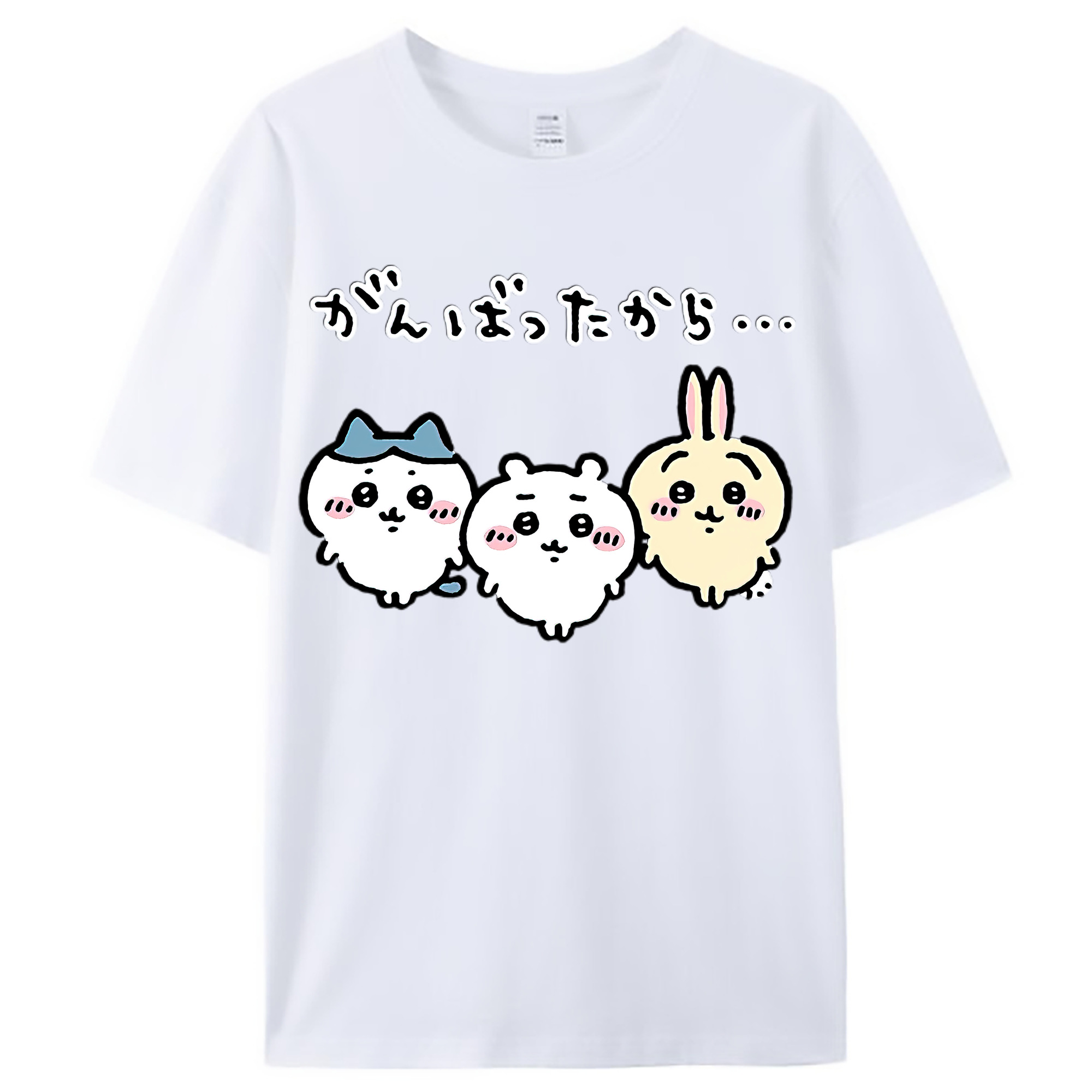 （画像用） ちいかわ ハチワレ Chii-kawa hachiware レディースカジュアルプリントTシャツ（綿100％）