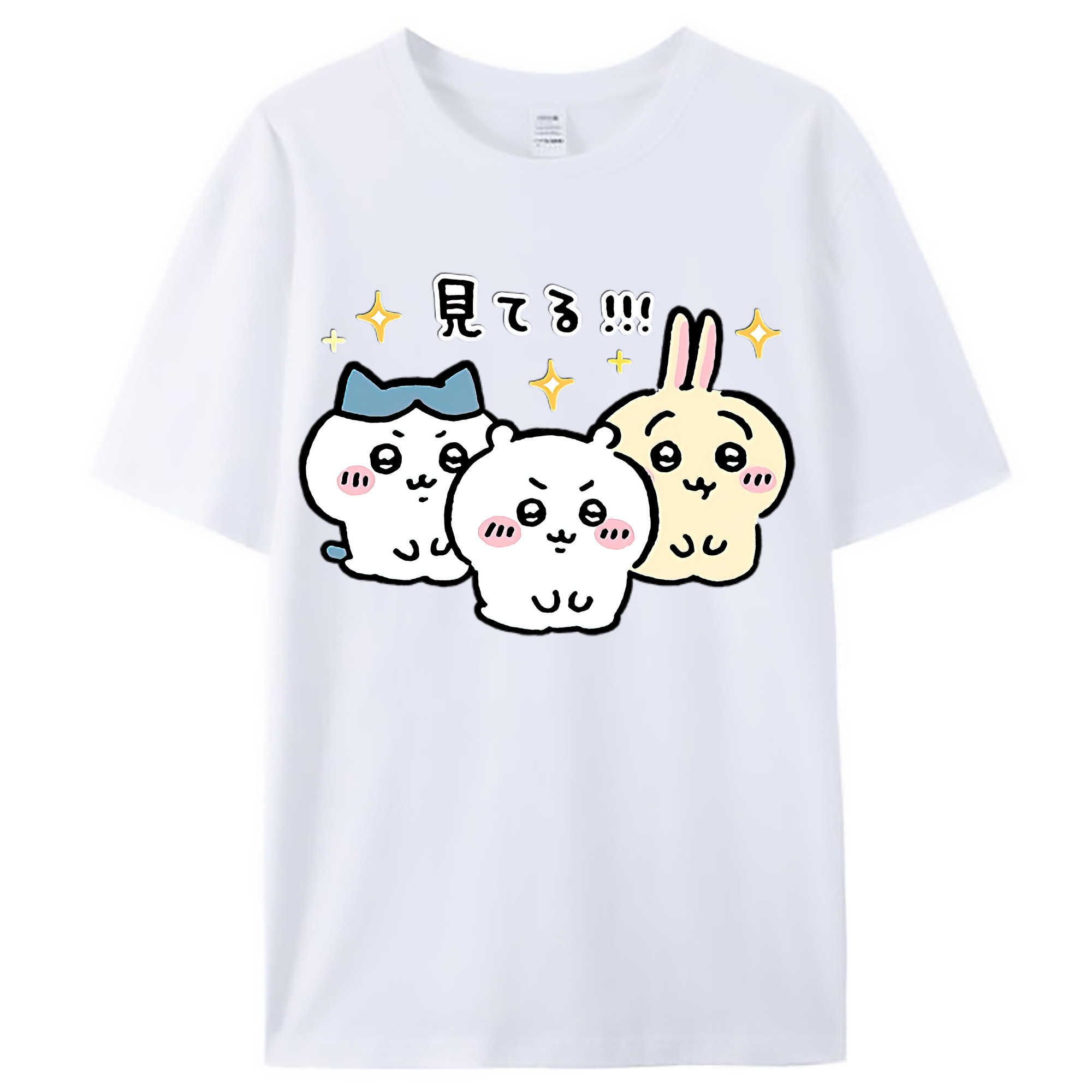 （画像用） ちいかわ ハチワレ Chii-kawa hachiware レディースカジュアルプリントTシャツ（綿100％）