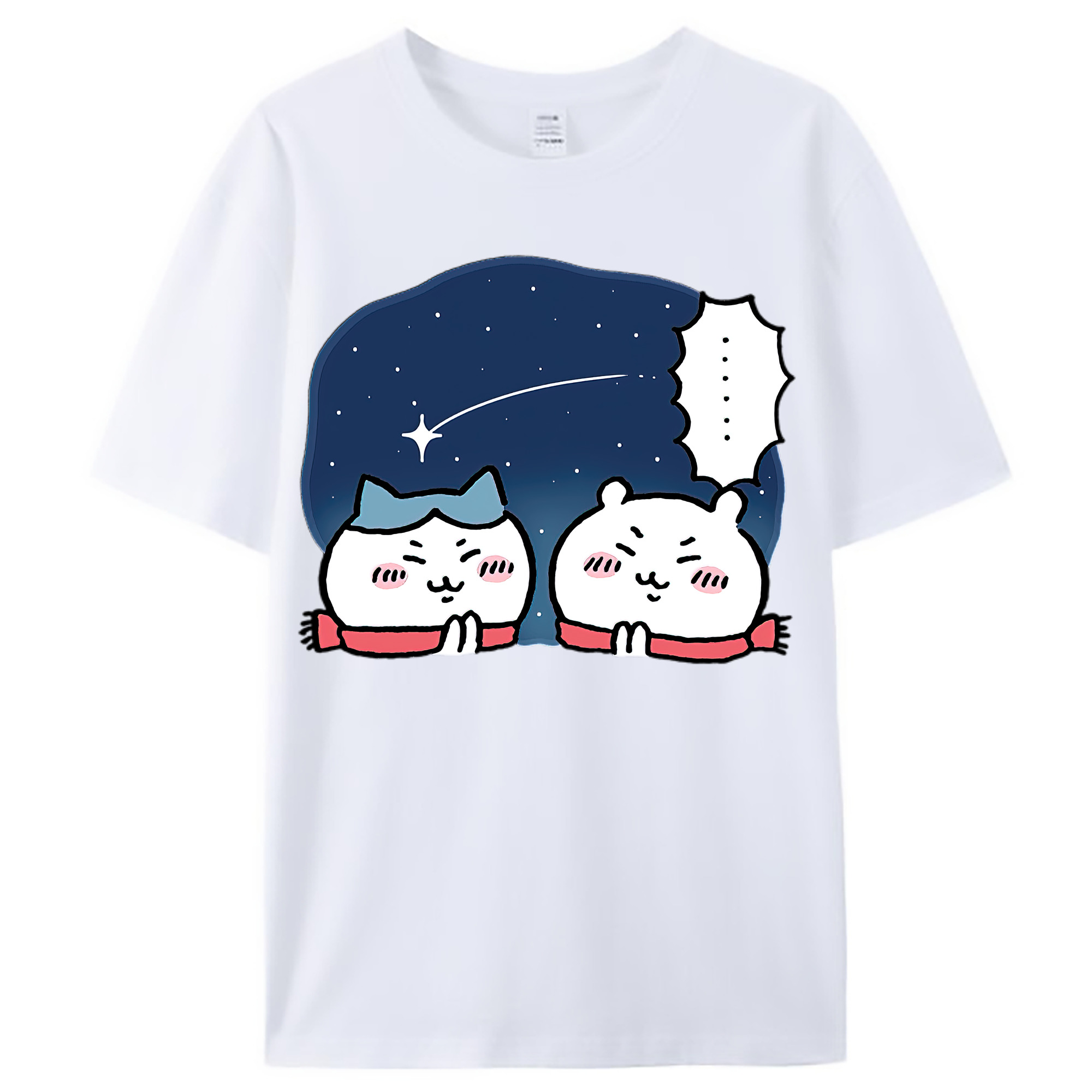（画像用） ちいかわ ハチワレ Chii-kawa hachiware レディースカジュアルプリントTシャツ（綿100％）