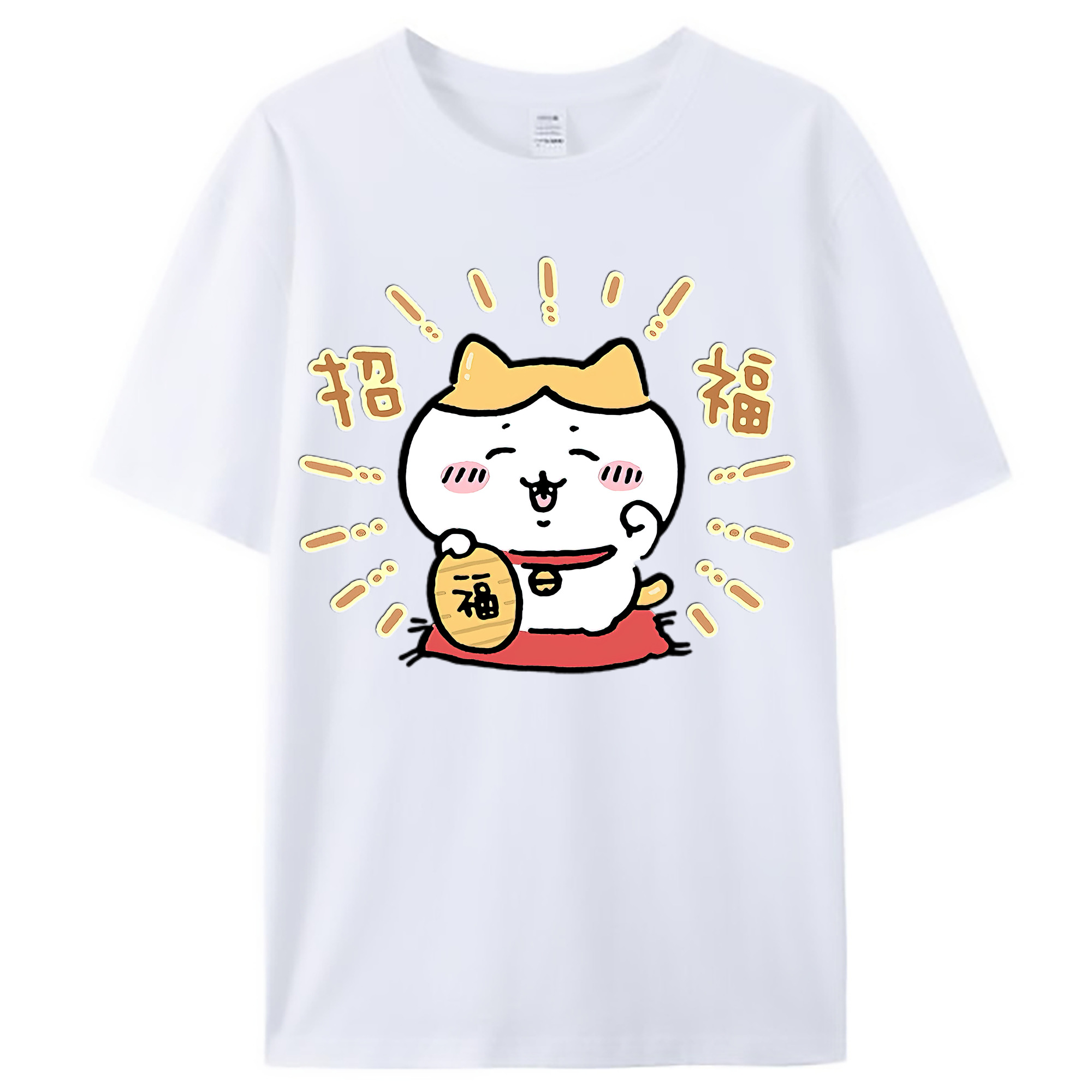 （画像用） ちいかわ ハチワレ Chii-kawa hachiware レディースカジュアルプリントTシャツ（綿100％）