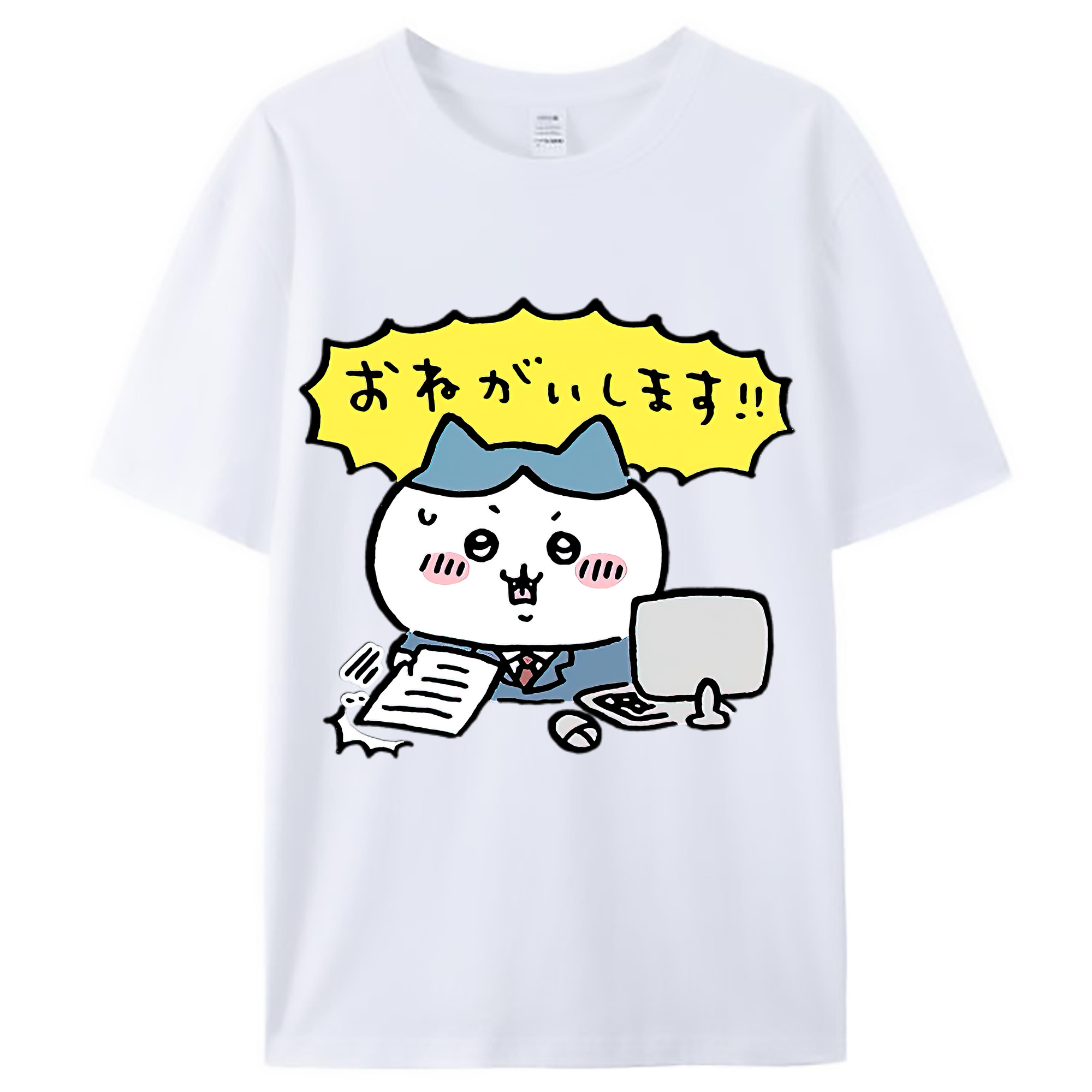 （画像用） ちいかわ ハチワレ Chii-kawa hachiware レディースカジュアルプリントTシャツ（綿100％）