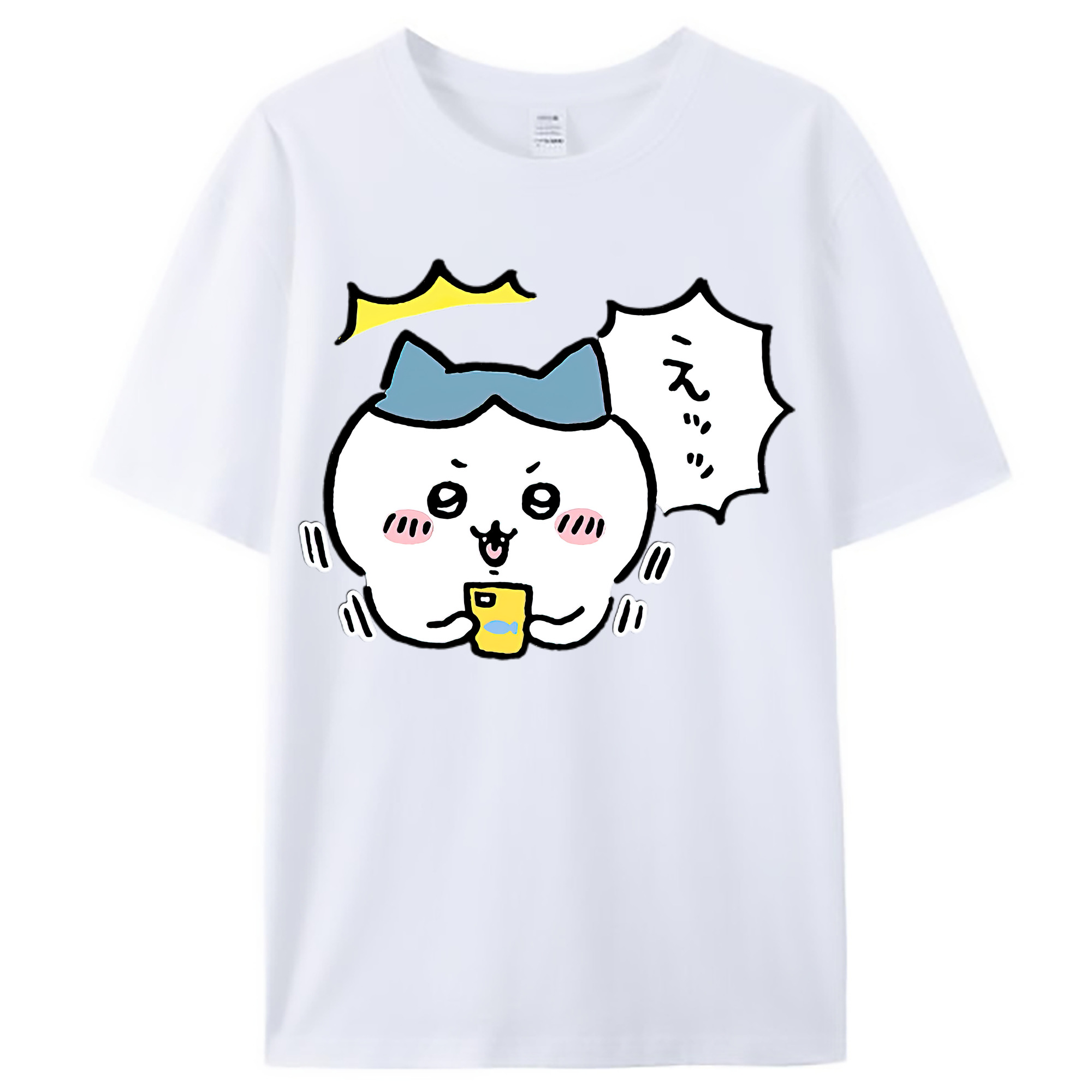 （画像用） ちいかわ ハチワレ Chii-kawa hachiware レディースカジュアルプリントTシャツ（綿100％）
