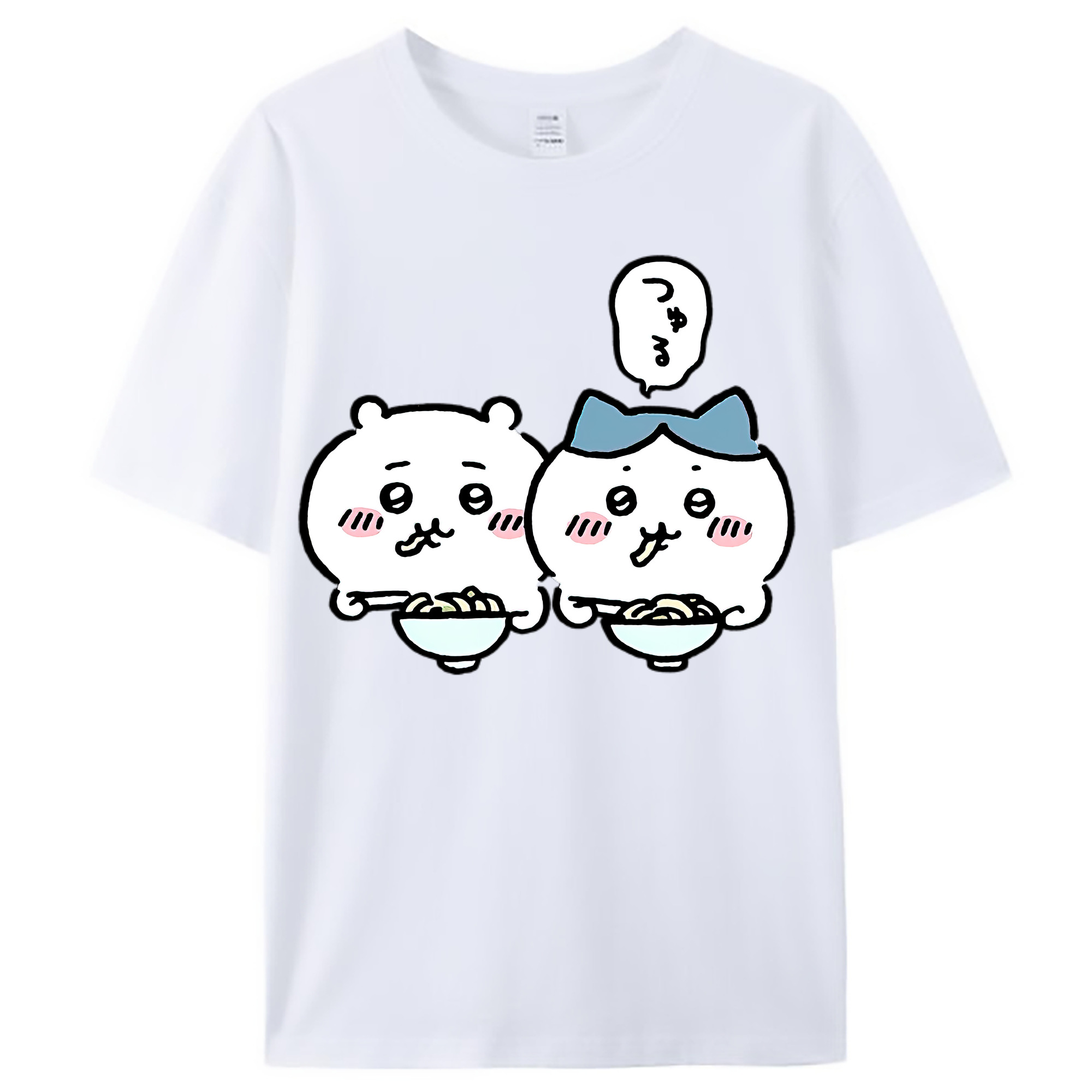 （画像用） ちいかわ ハチワレ Chii-kawa hachiware レディースカジュアルプリントTシャツ（綿100％）