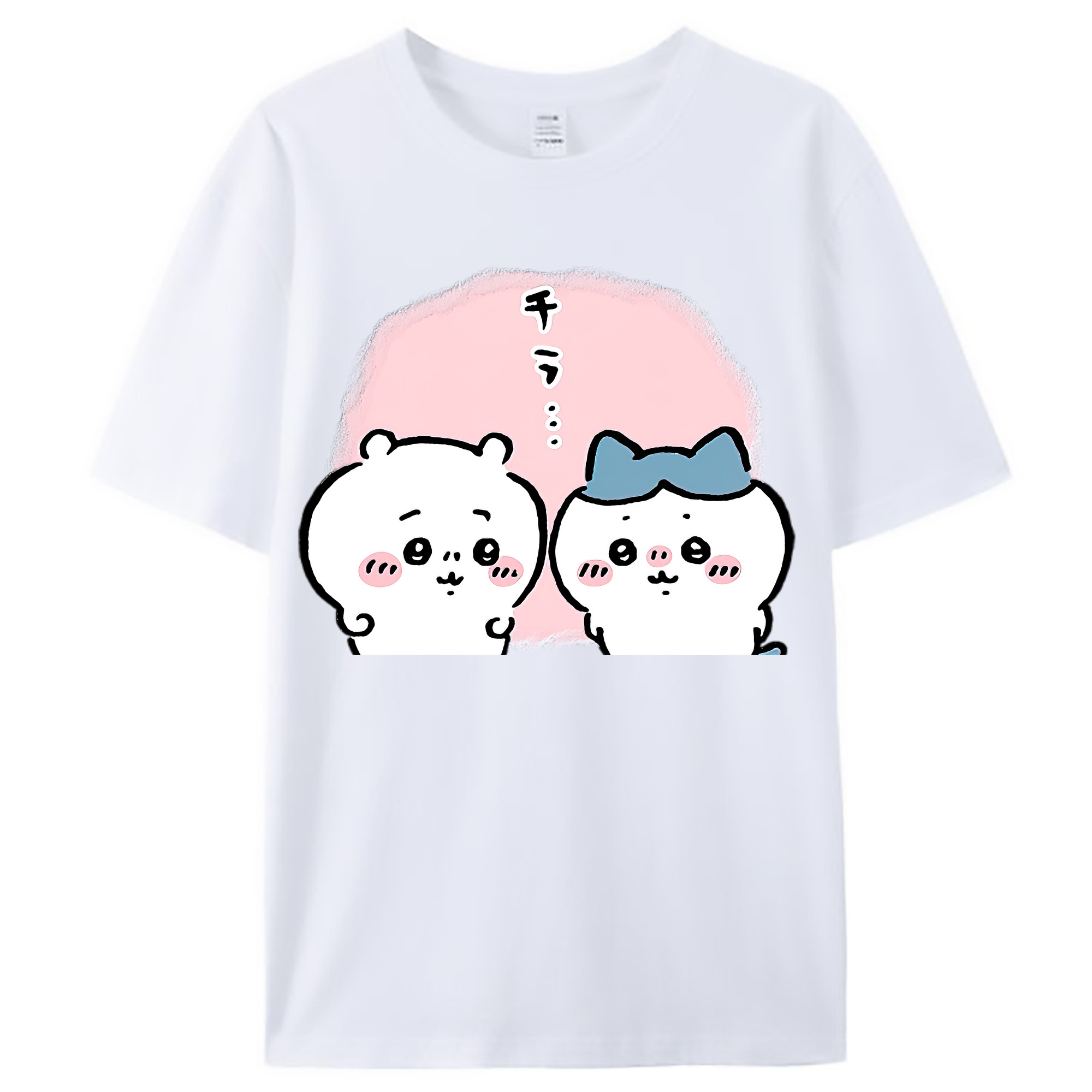 （画像用） ちいかわ ハチワレ Chii-kawa hachiware レディースカジュアルプリントTシャツ（綿100％）