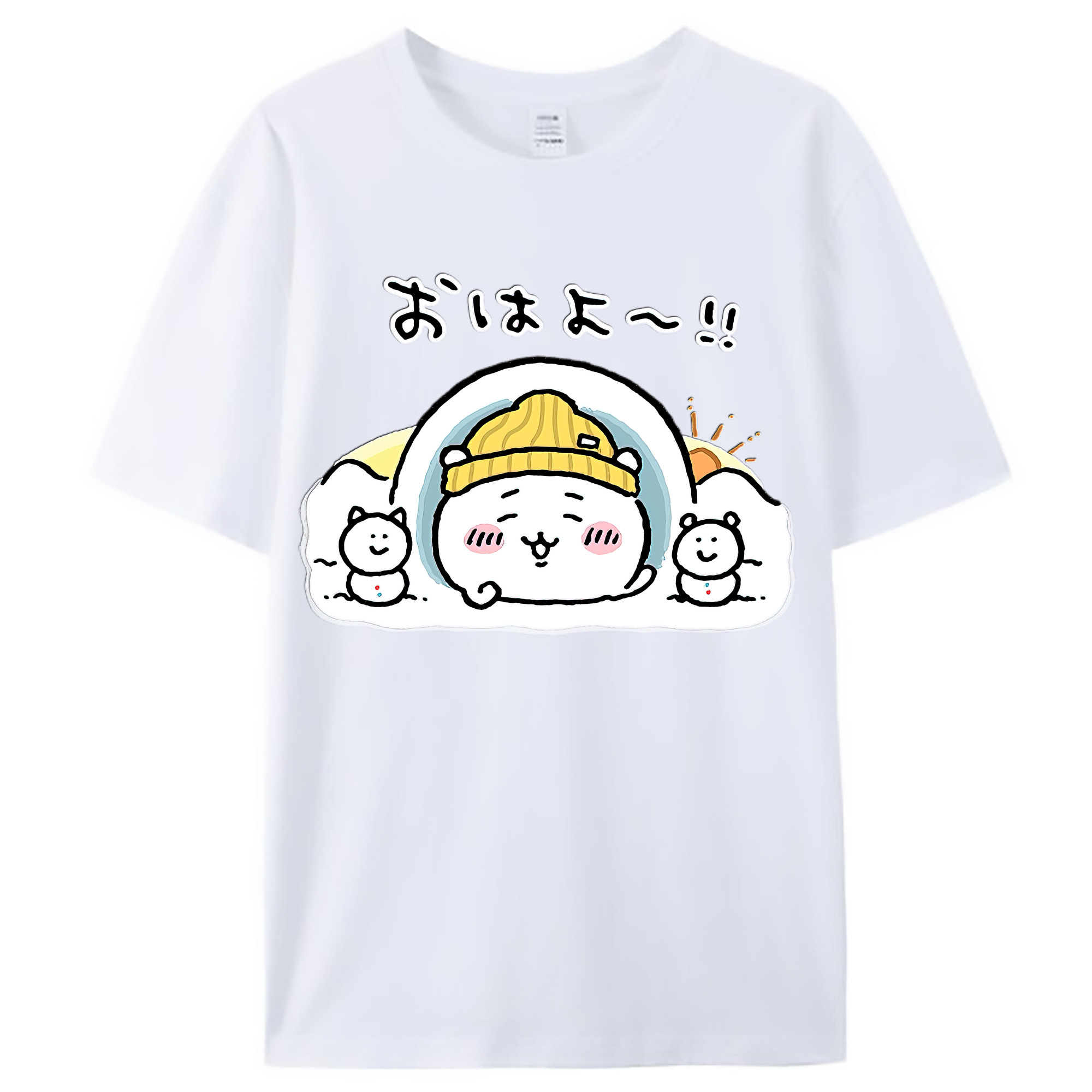 （画像用） ちいかわ ちいかわ Chii-kawa chiikawa レディースカジュアルプリントTシャツ（綿100％）