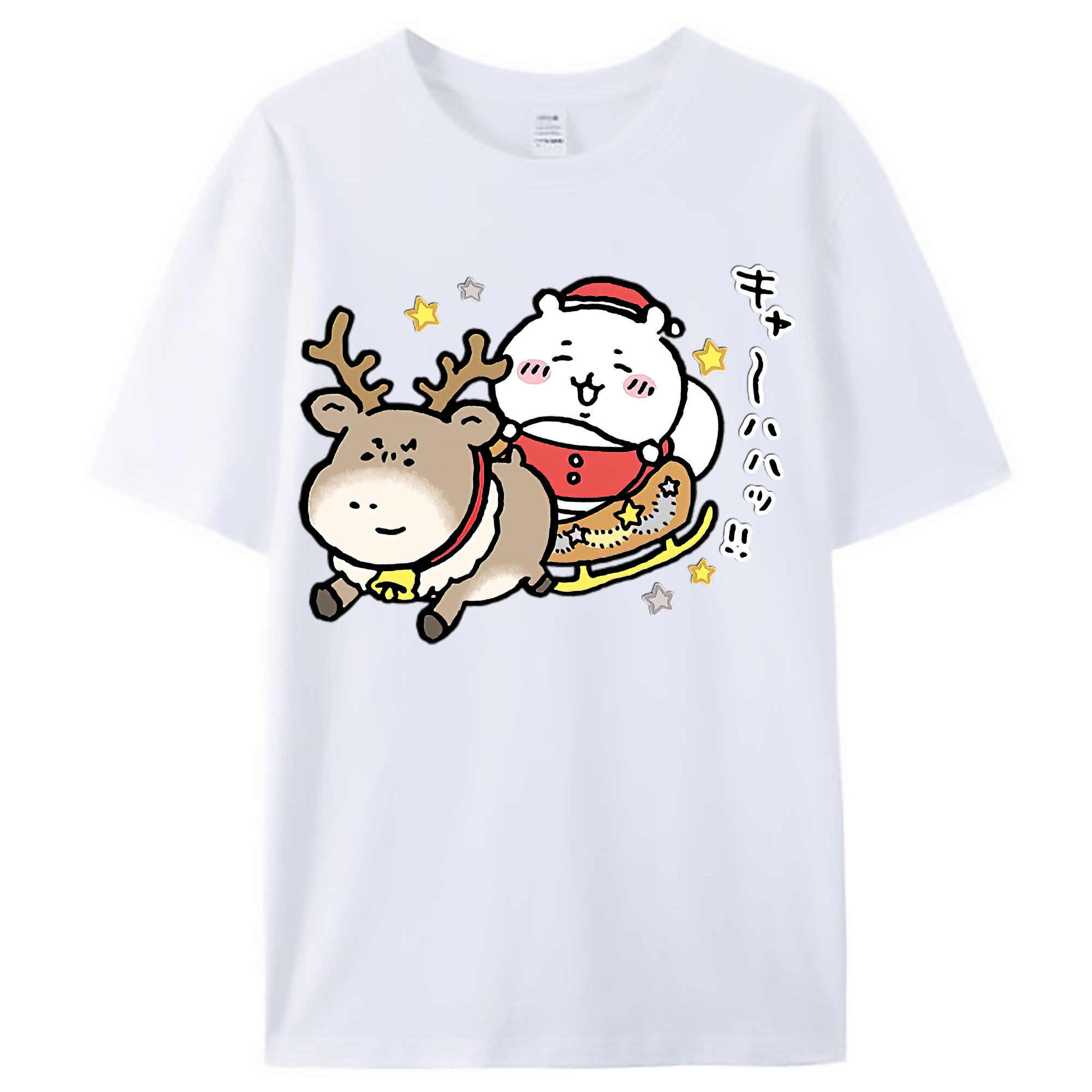 （画像用） ちいかわ ちいかわ Chii-kawa chiikawa レディースカジュアルプリントTシャツ（綿100％）