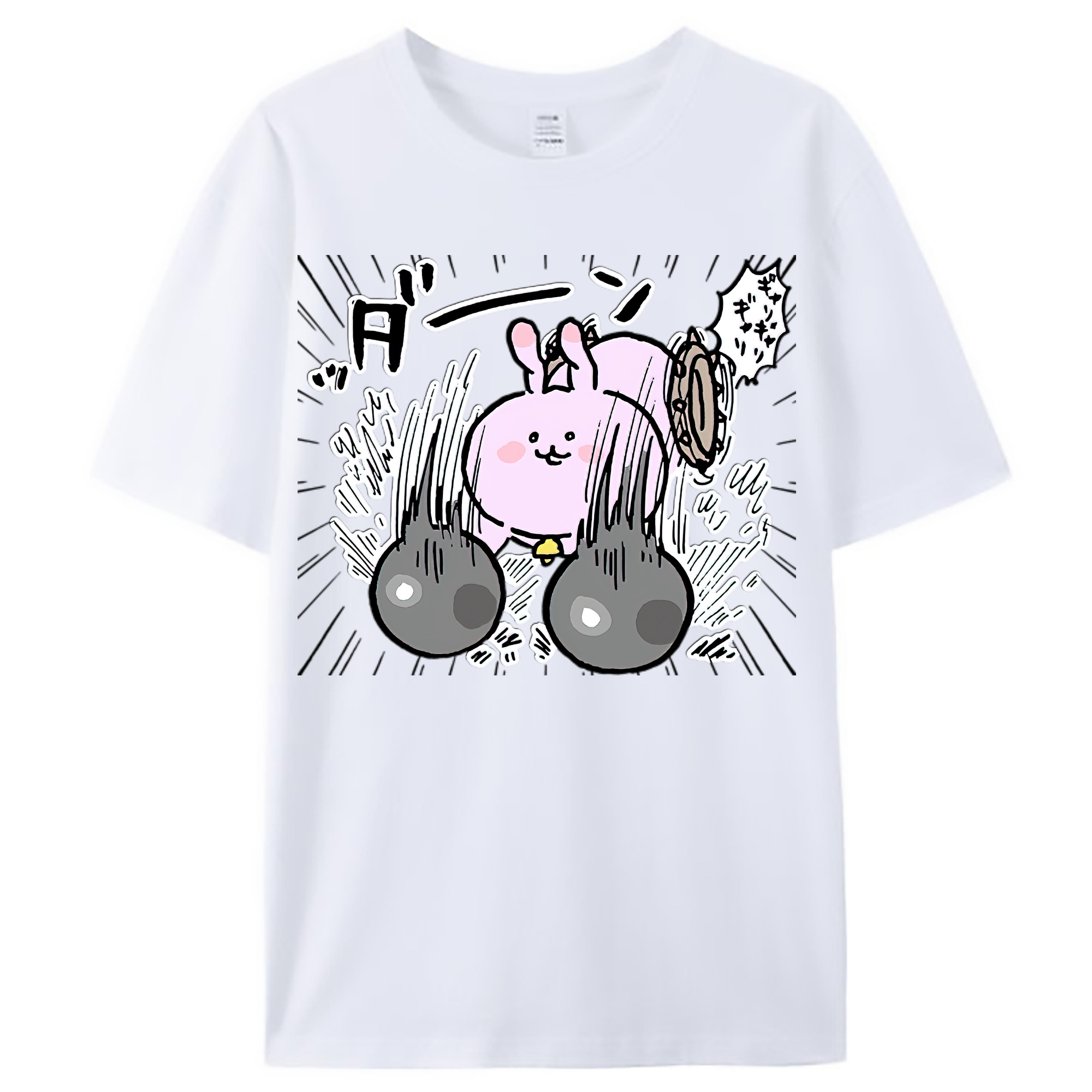 （画像用） ちいかわ うさぎ Chii-kawa usagi レディースカジュアルプリントTシャツ（綿100％）