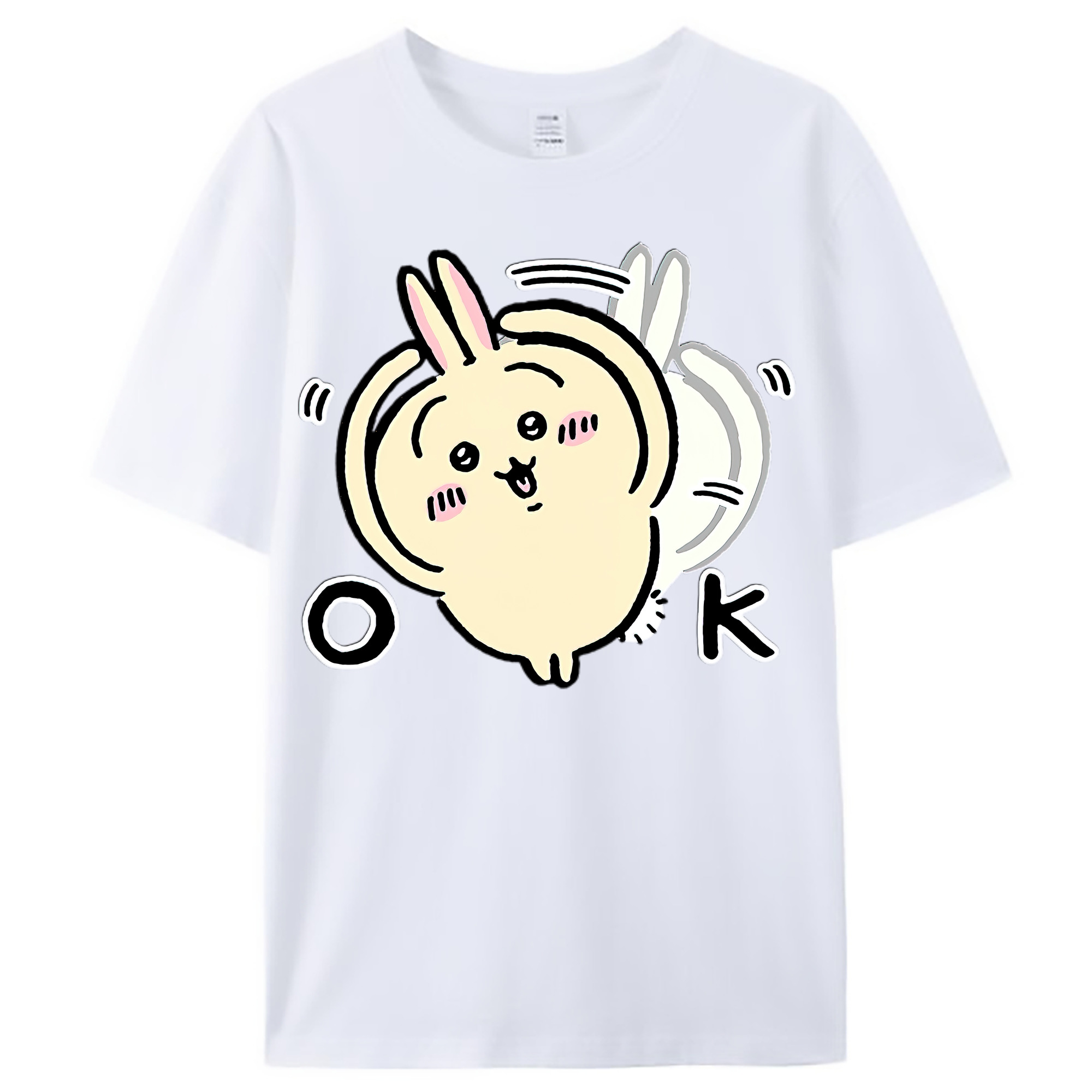 （画像用） ちいかわ うさぎ Chii-kawa usagi レディースカジュアルプリントTシャツ（綿100％）
