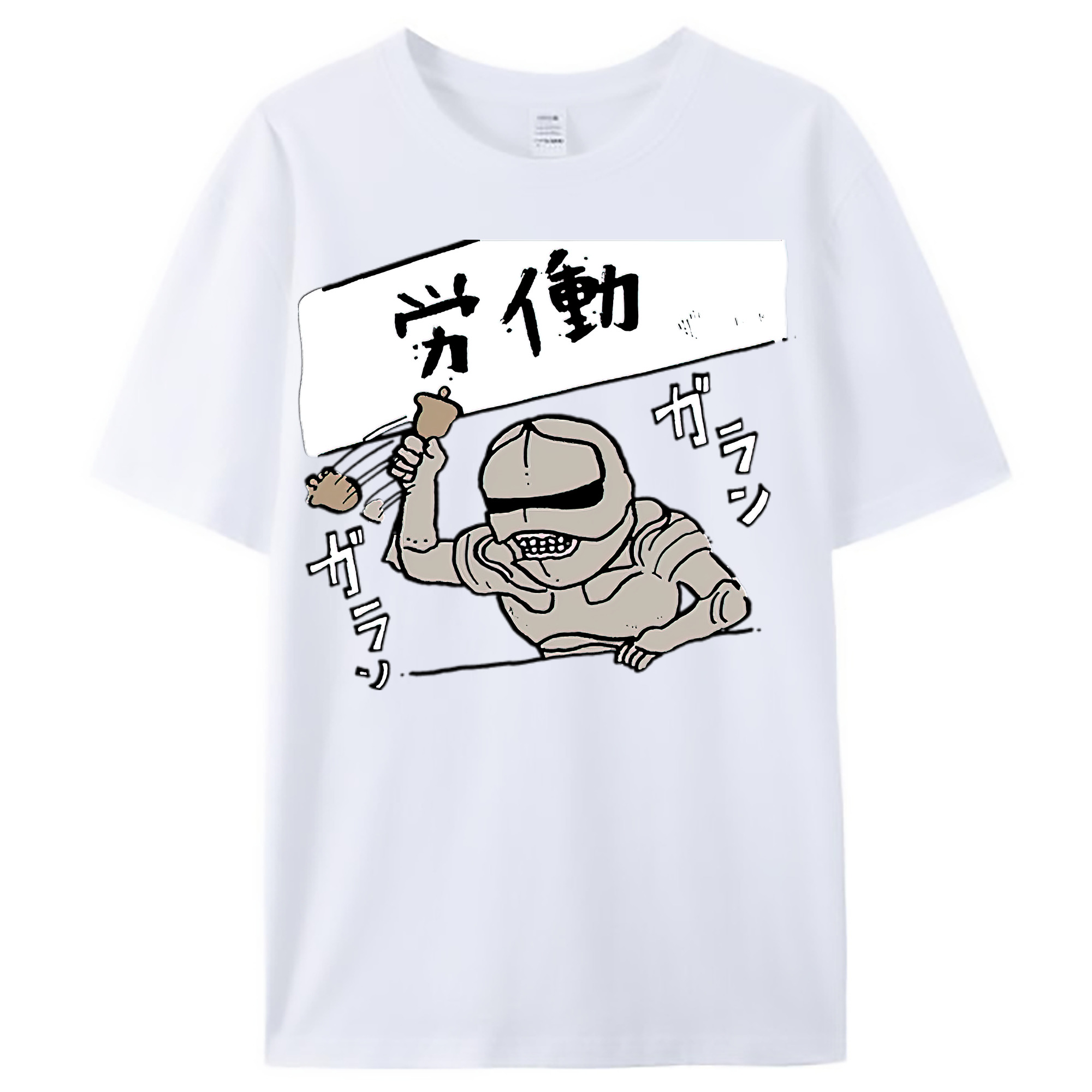 （画像用） ちいかわ 労働の鎧さん Chii-kawa Mr. Armor of Labor レディースカジュアルプリントTシャツ（綿100％）