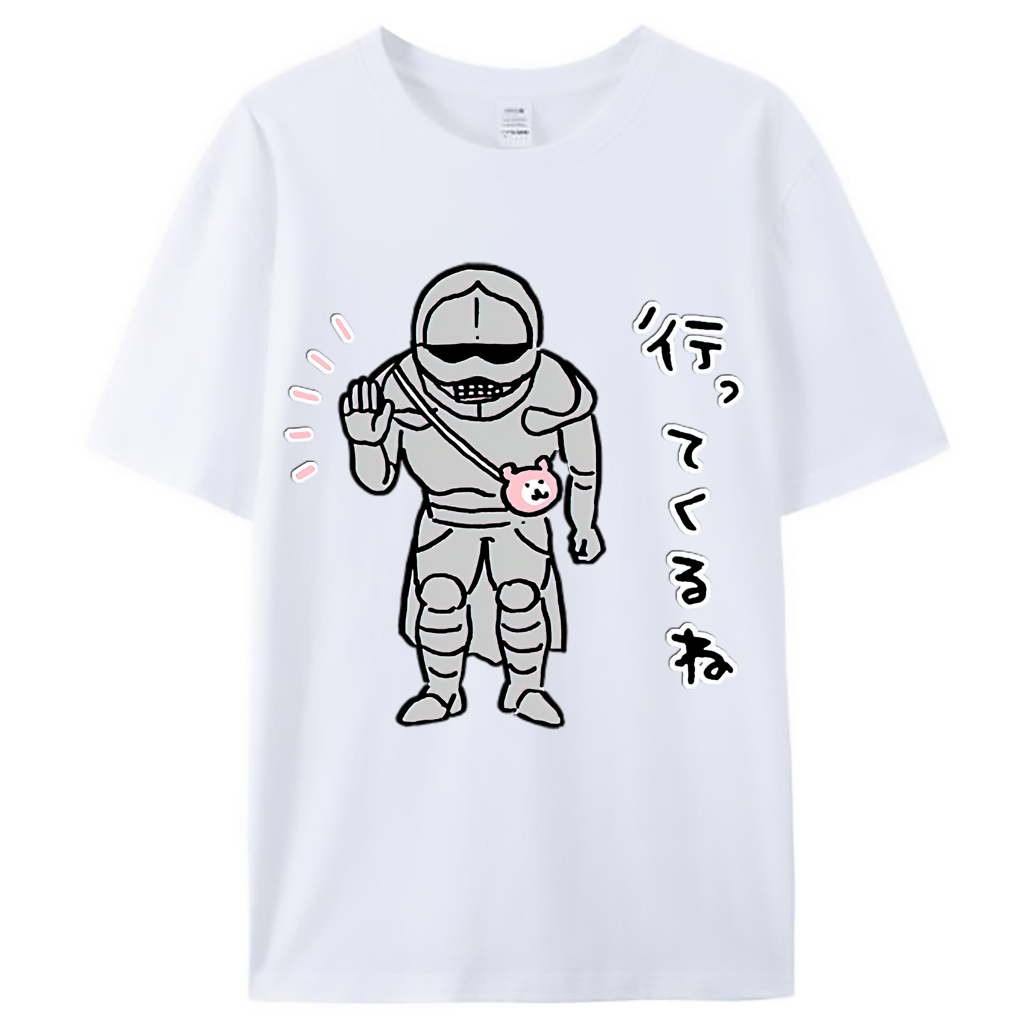 （画像用） ちいかわ 労働の鎧さん Chii-kawa Mr. Armor of Labor レディースカジュアルプリントTシャツ（綿100％）
