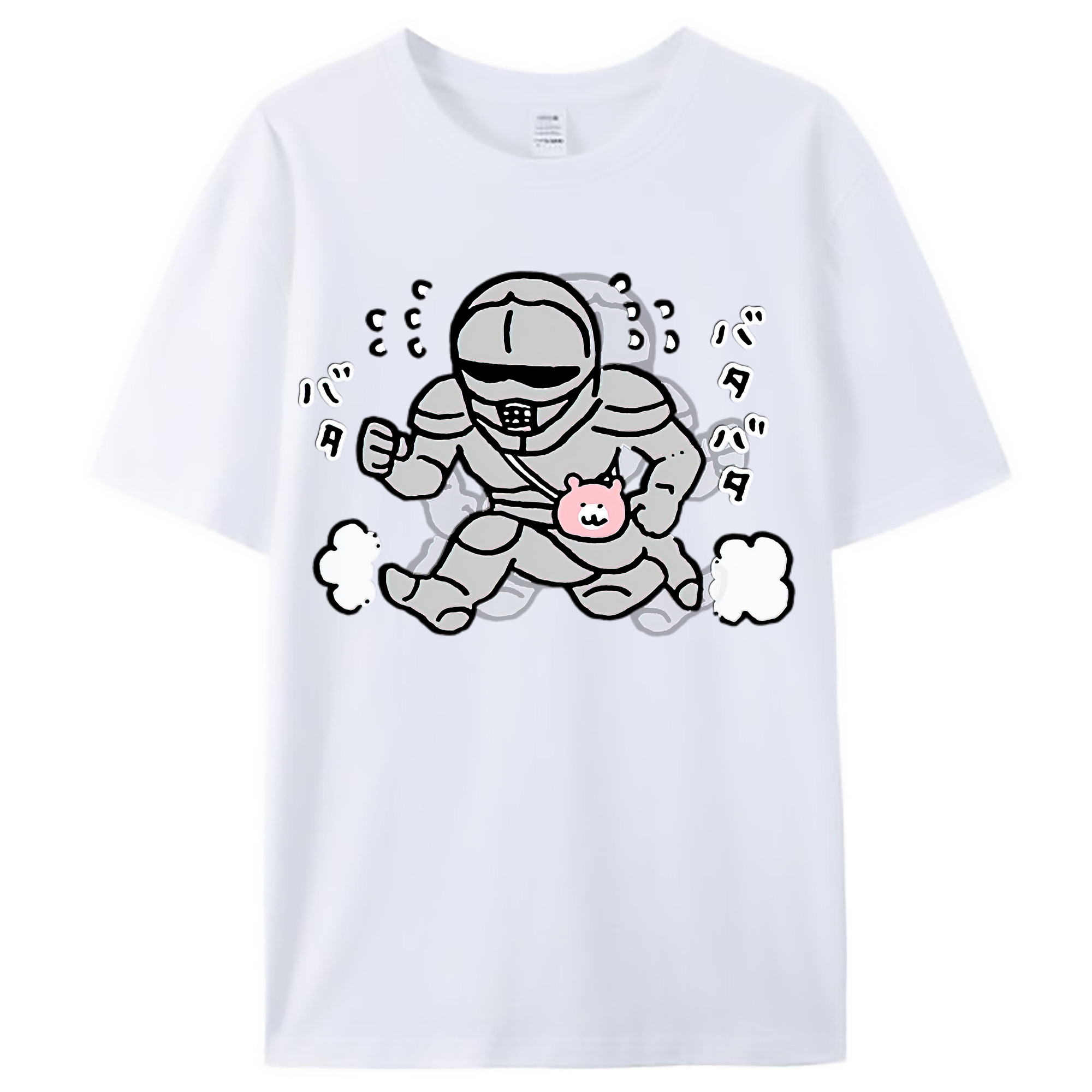 （画像用） ちいかわ 労働の鎧さん Chii-kawa Mr. Armor of Labor レディースカジュアルプリントTシャツ（綿100％）