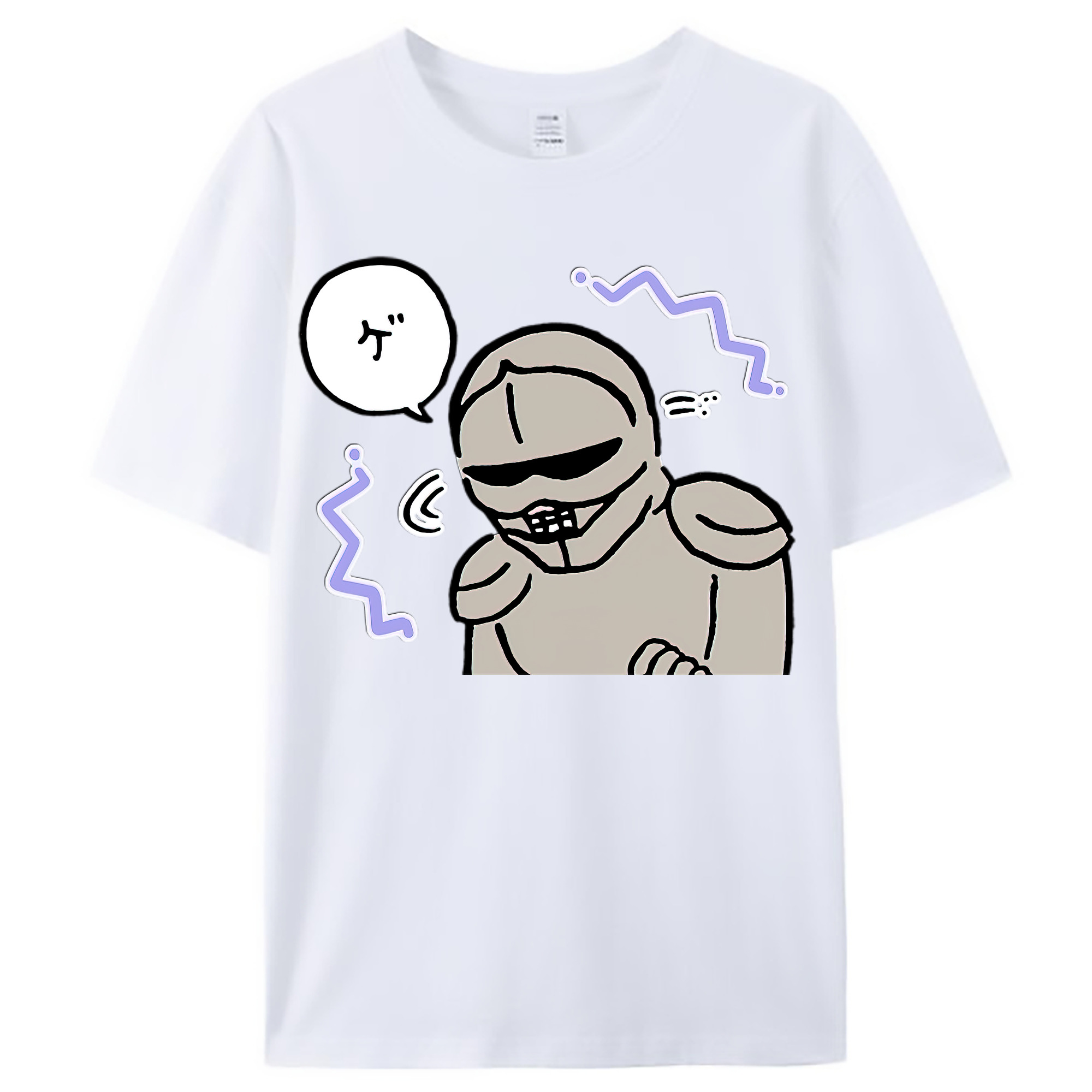 （画像用） ちいかわ 労働の鎧さん Chii-kawa Mr. Armor of Labor レディースカジュアルプリントTシャツ（綿100％）
