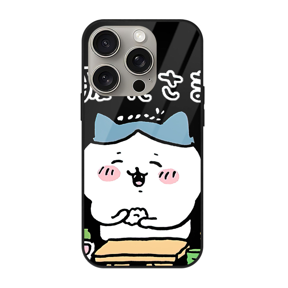 （画像用） ちいかわ ハチワレ Chii-kawa hachiware 【iPhone15Pro対応】スマホケース 耐衝撃＆黄変防止 背面ガラス