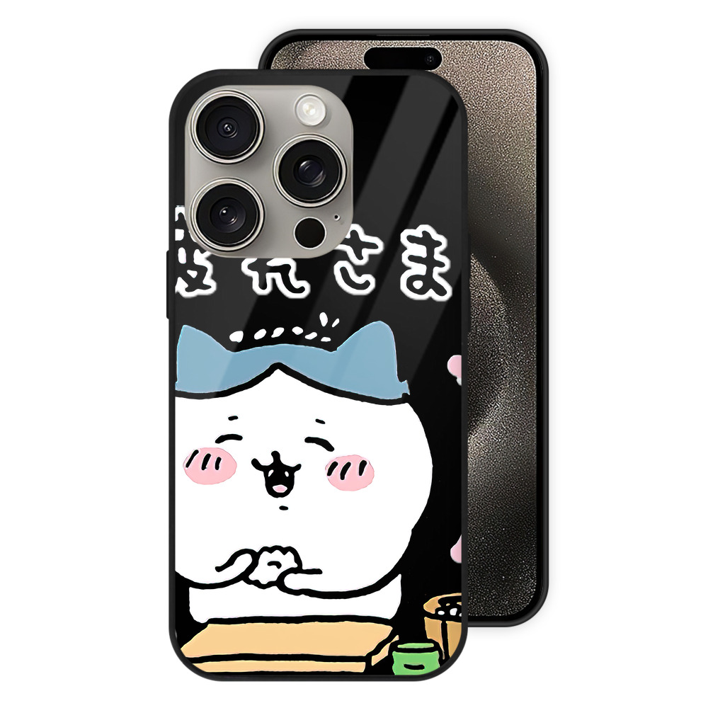 （画像用） ちいかわ ハチワレ Chii-kawa hachiware 【iPhone15Pro対応】スマホケース 耐衝撃＆黄変防止 背面ガラス
