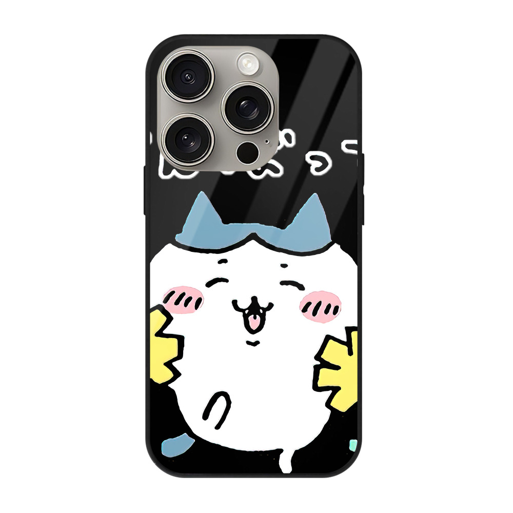 （画像用） ちいかわ ハチワレ Chii-kawa hachiware 【iPhone15Pro対応】スマホケース 耐衝撃＆黄変防止 背面ガラス