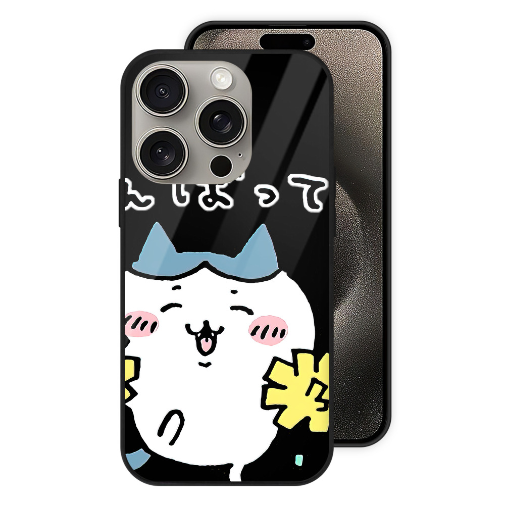 （画像用） ちいかわ ハチワレ Chii-kawa hachiware 【iPhone15Pro対応】スマホケース 耐衝撃＆黄変防止 背面ガラス
