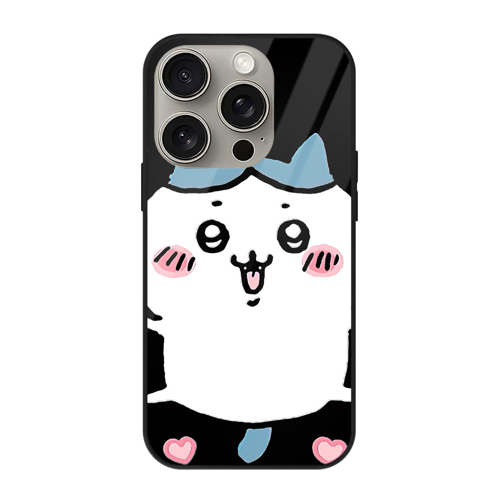 （画像用） ちいかわ ハチワレ Chii-kawa hachiware 【iPhone15Pro対応】スマホケース 耐衝撃＆黄変防止 背面ガラス