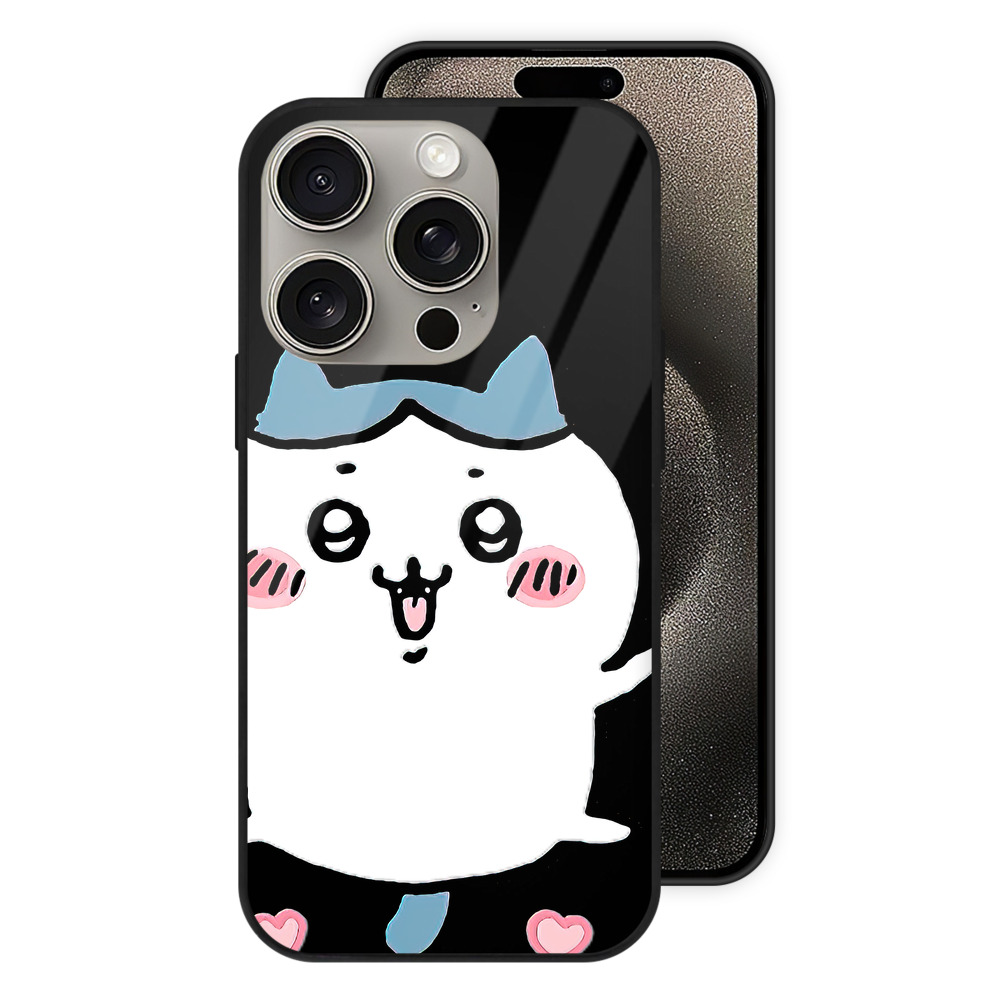 （画像用） ちいかわ ハチワレ Chii-kawa hachiware 【iPhone15Pro対応】スマホケース 耐衝撃＆黄変防止 背面ガラス