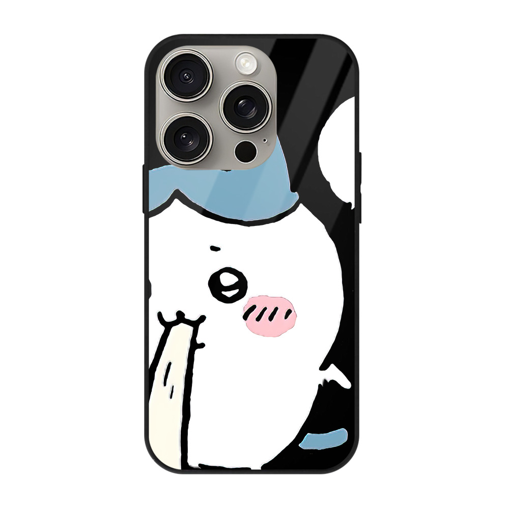 （画像用） ちいかわ ハチワレ Chii-kawa hachiware 【iPhone15Pro対応】スマホケース 耐衝撃＆黄変防止 背面ガラス