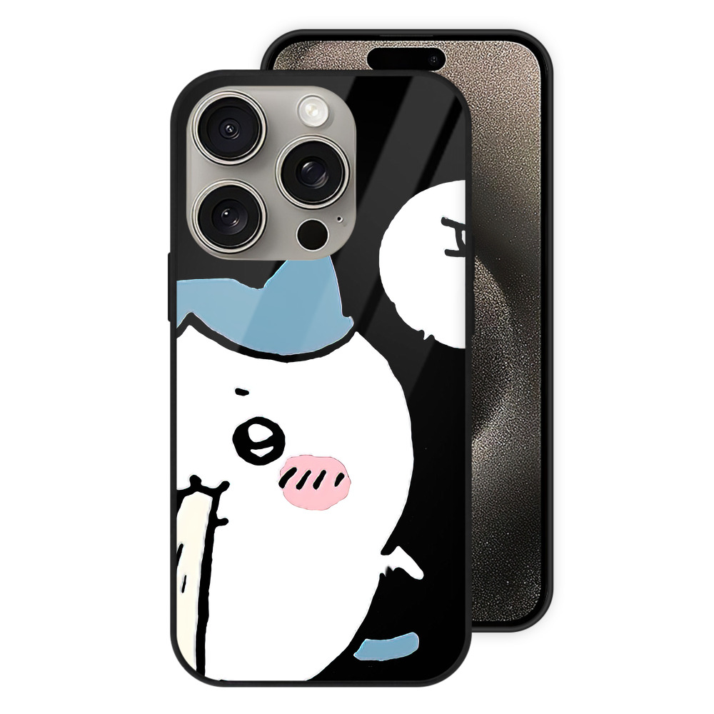 （画像用） ちいかわ ハチワレ Chii-kawa hachiware 【iPhone15Pro対応】スマホケース 耐衝撃＆黄変防止 背面ガラス