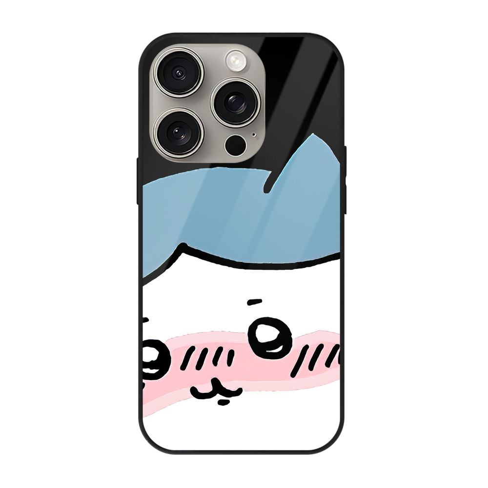 （画像用） ちいかわ ハチワレ Chii-kawa hachiware 【iPhone15Pro対応】スマホケース 耐衝撃＆黄変防止 背面ガラス