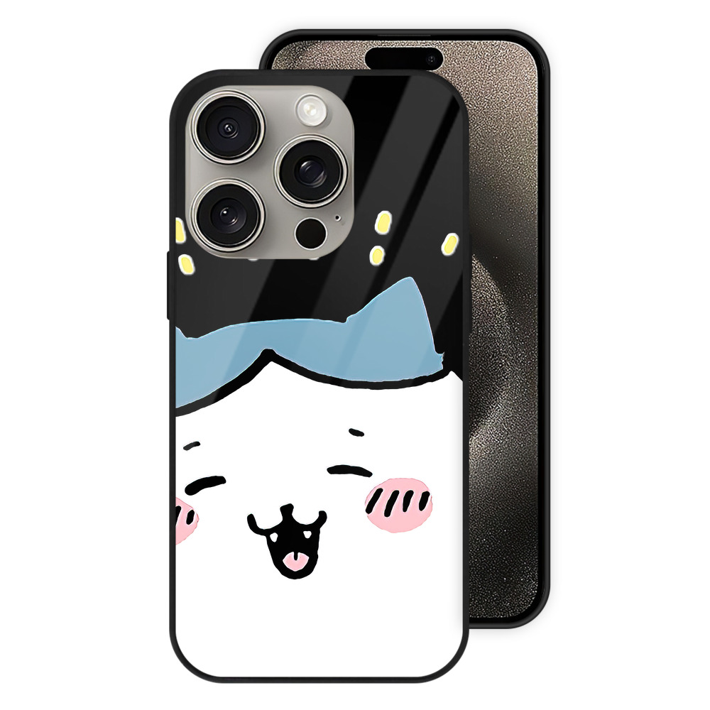 （画像用） ちいかわ ハチワレ Chii-kawa hachiware 【iPhone15Pro対応】スマホケース 耐衝撃＆黄変防止 背面ガラス
