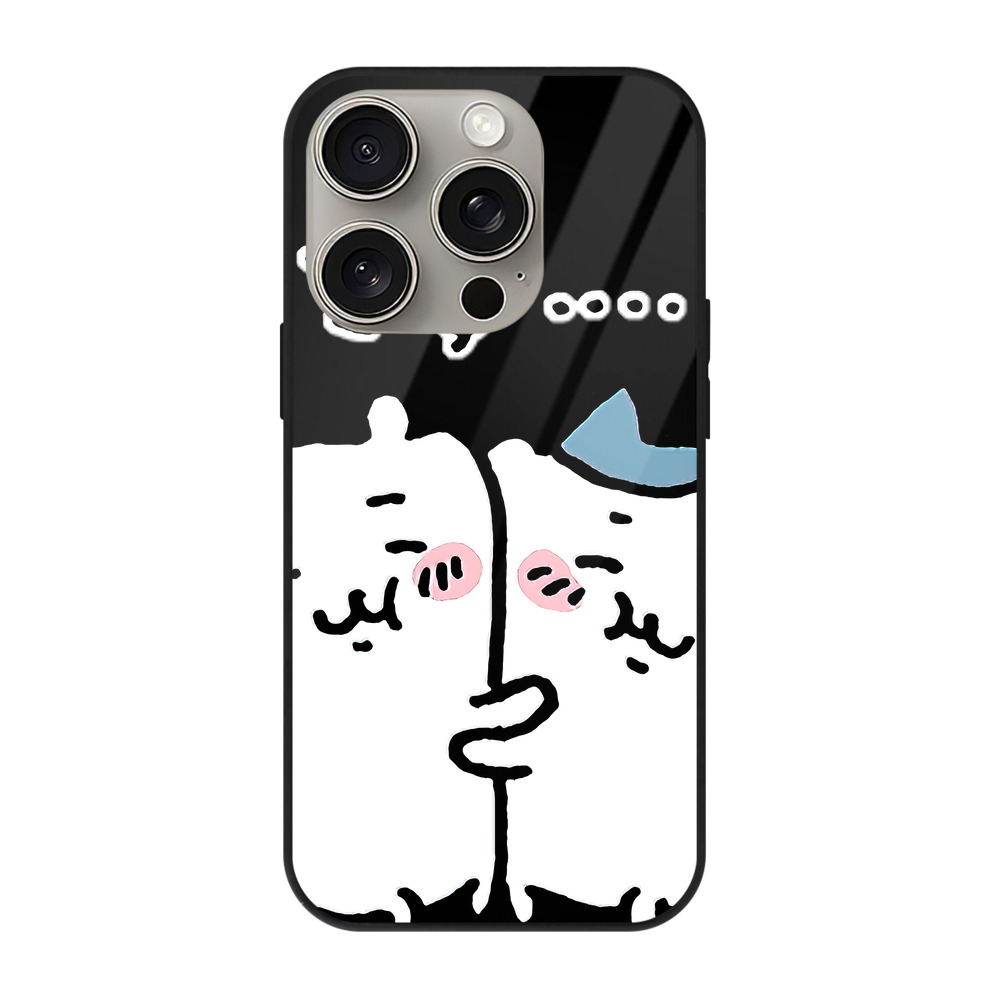 （画像用） ちいかわ ハチワレ Chii-kawa hachiware 【iPhone15Pro対応】スマホケース 耐衝撃＆黄変防止 背面ガラス