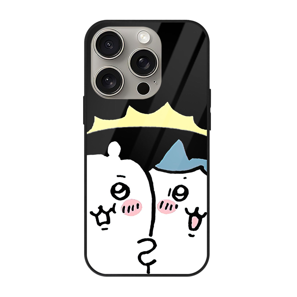 （画像用） ちいかわ ハチワレ Chii-kawa hachiware 【iPhone15Pro対応】スマホケース 耐衝撃＆黄変防止 背面ガラス
