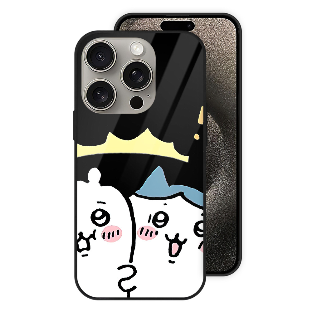 （画像用） ちいかわ ハチワレ Chii-kawa hachiware 【iPhone15Pro対応】スマホケース 耐衝撃＆黄変防止 背面ガラス