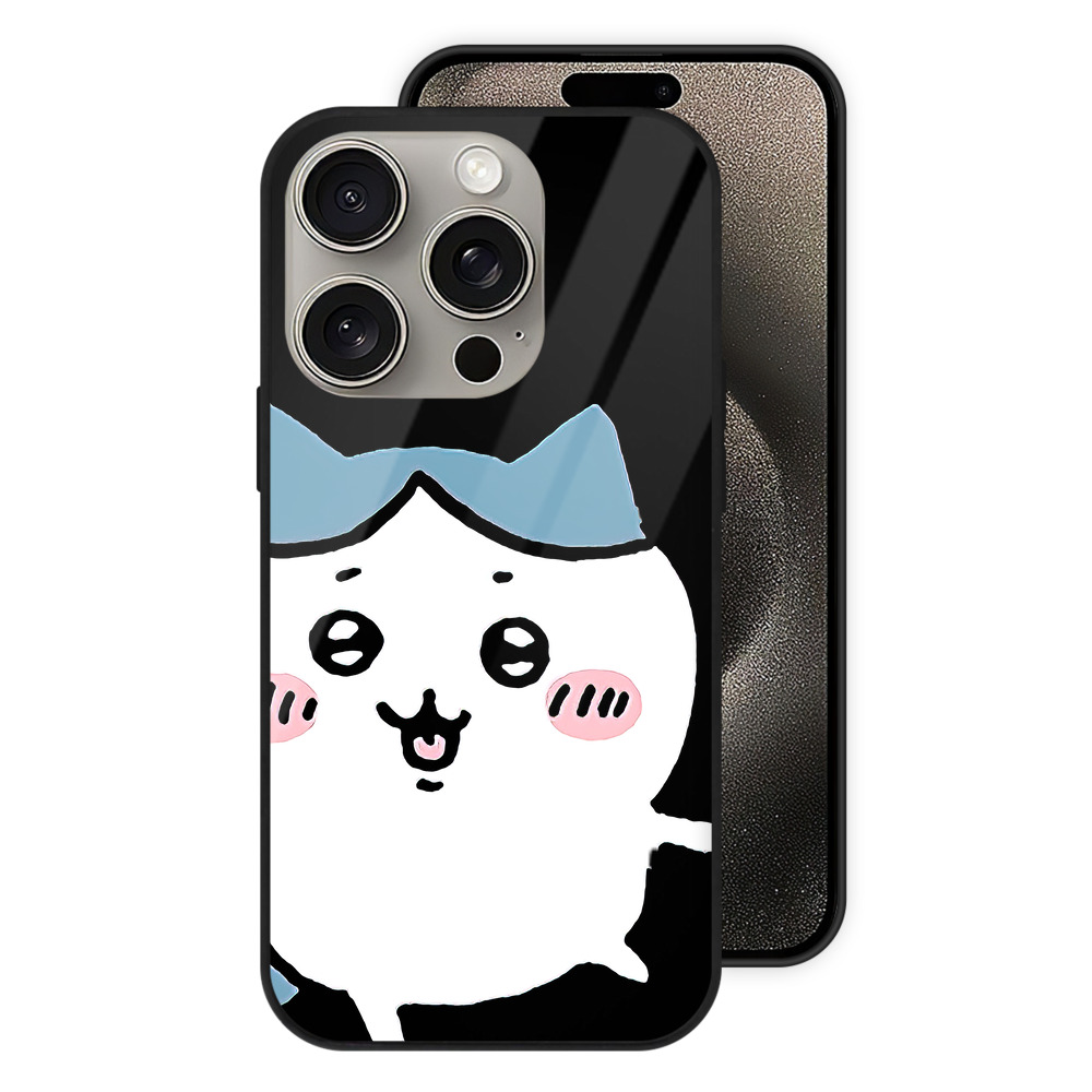 （画像用） ちいかわ ハチワレ Chii-kawa hachiware 【iPhone15Pro対応】スマホケース 耐衝撃＆黄変防止 背面ガラス