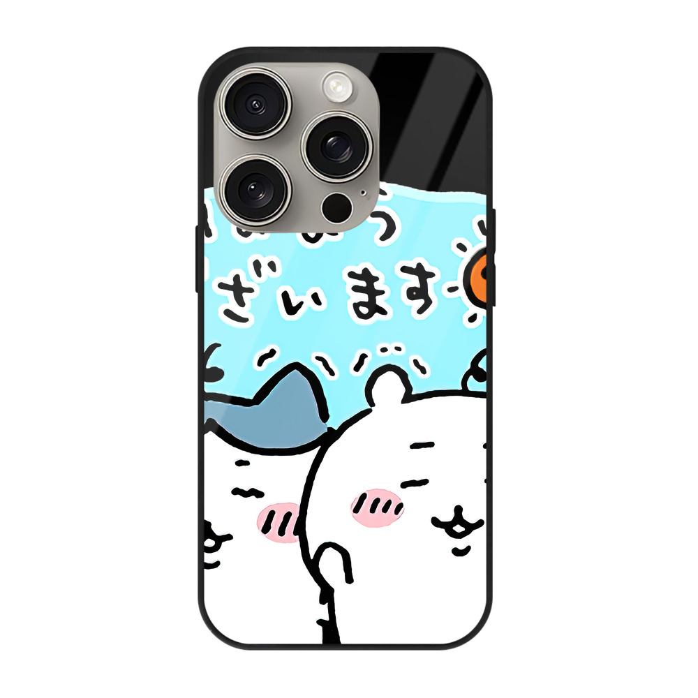 （画像用） ちいかわ ハチワレ Chii-kawa hachiware 【iPhone15Pro対応】スマホケース 耐衝撃＆黄変防止 背面ガラス