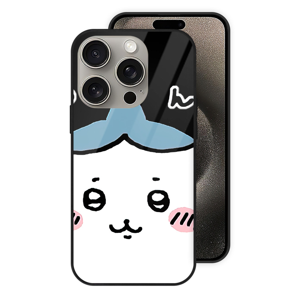 （画像用） ちいかわ ハチワレ Chii-kawa hachiware 【iPhone15Pro対応】スマホケース 耐衝撃＆黄変防止 背面ガラス