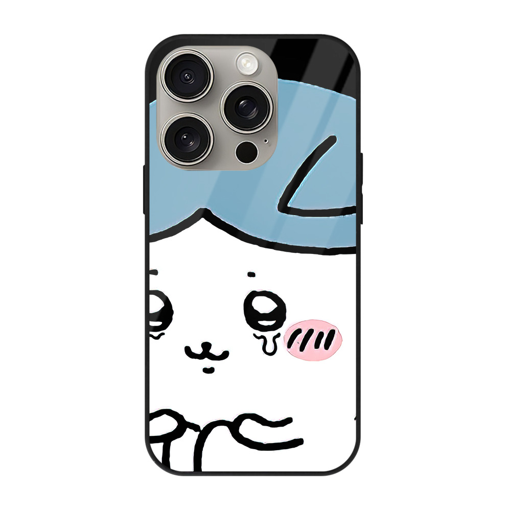 （画像用） ちいかわ ハチワレ Chii-kawa hachiware 【iPhone15Pro対応】スマホケース 耐衝撃＆黄変防止 背面ガラス