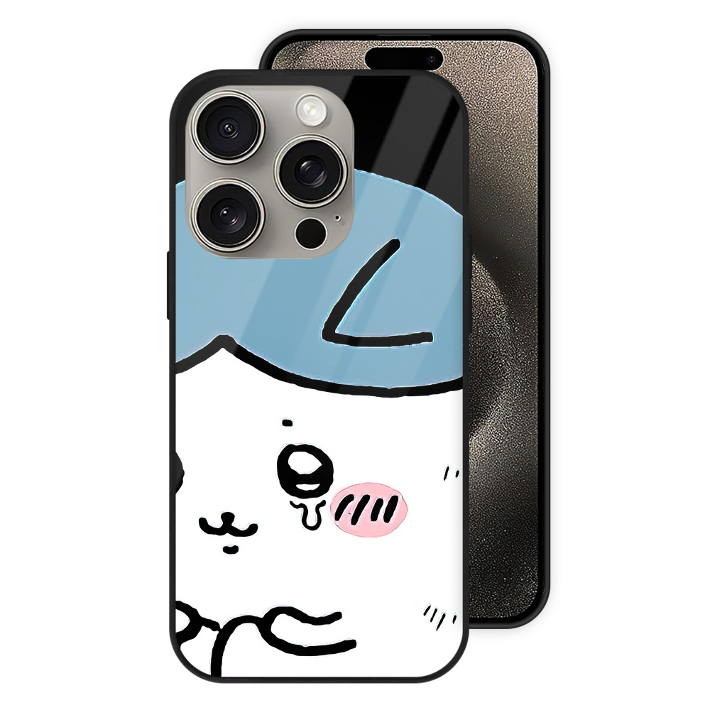 （画像用） ちいかわ ハチワレ Chii-kawa hachiware 【iPhone15Pro対応】スマホケース 耐衝撃＆黄変防止 背面ガラス