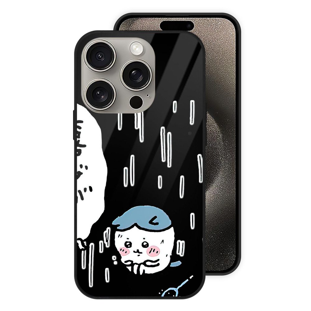 （画像用） ちいかわ ハチワレ Chii-kawa hachiware 【iPhone15Pro対応】スマホケース 耐衝撃＆黄変防止 背面ガラス