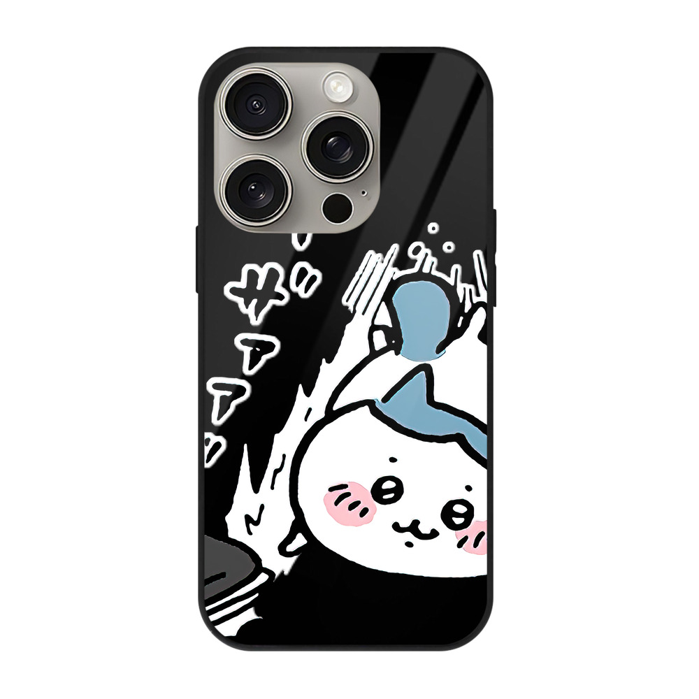 （画像用） ちいかわ ハチワレ Chii-kawa hachiware 【iPhone15Pro対応】スマホケース 耐衝撃＆黄変防止 背面ガラス