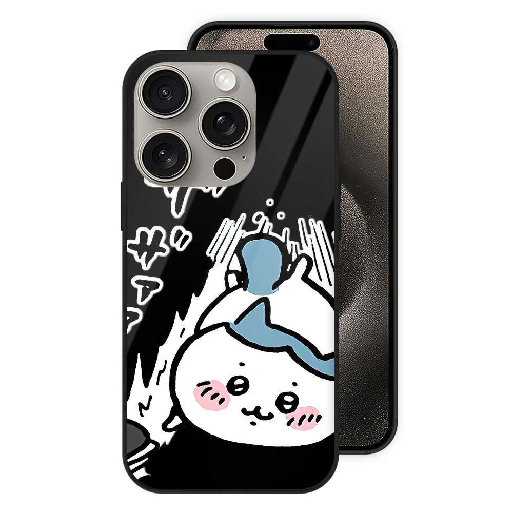 （画像用） ちいかわ ハチワレ Chii-kawa hachiware 【iPhone15Pro対応】スマホケース 耐衝撃＆黄変防止 背面ガラス